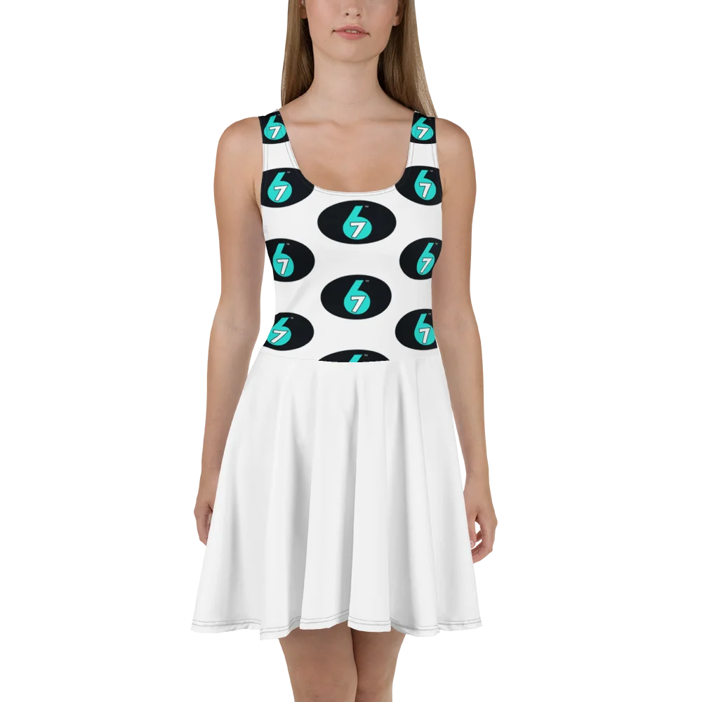 White skater dress - hero logo on front and back product image (1)