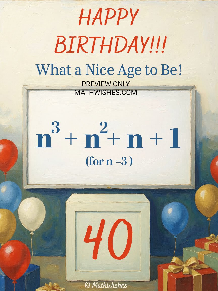 40th Birthday Card - Algebra Equation product image (1)