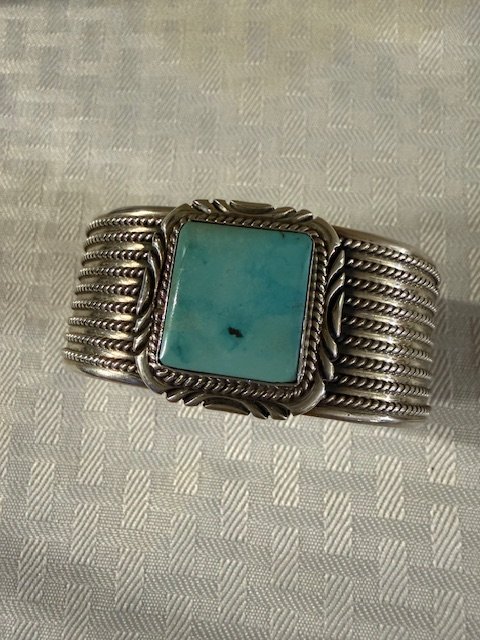 The "Sacred Buffalo" Square-Cut Dry Creek Turquoise Cuff product image (1)