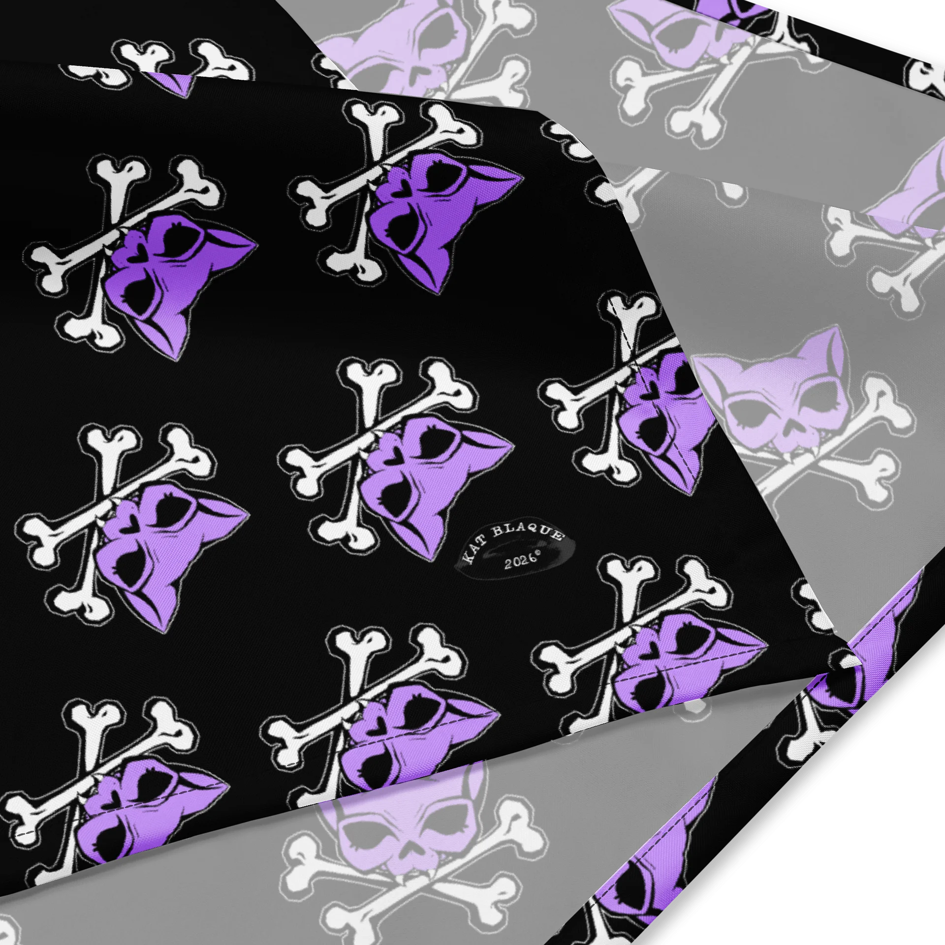 Blaque and Purple Kat Skull Bandana product image (2)