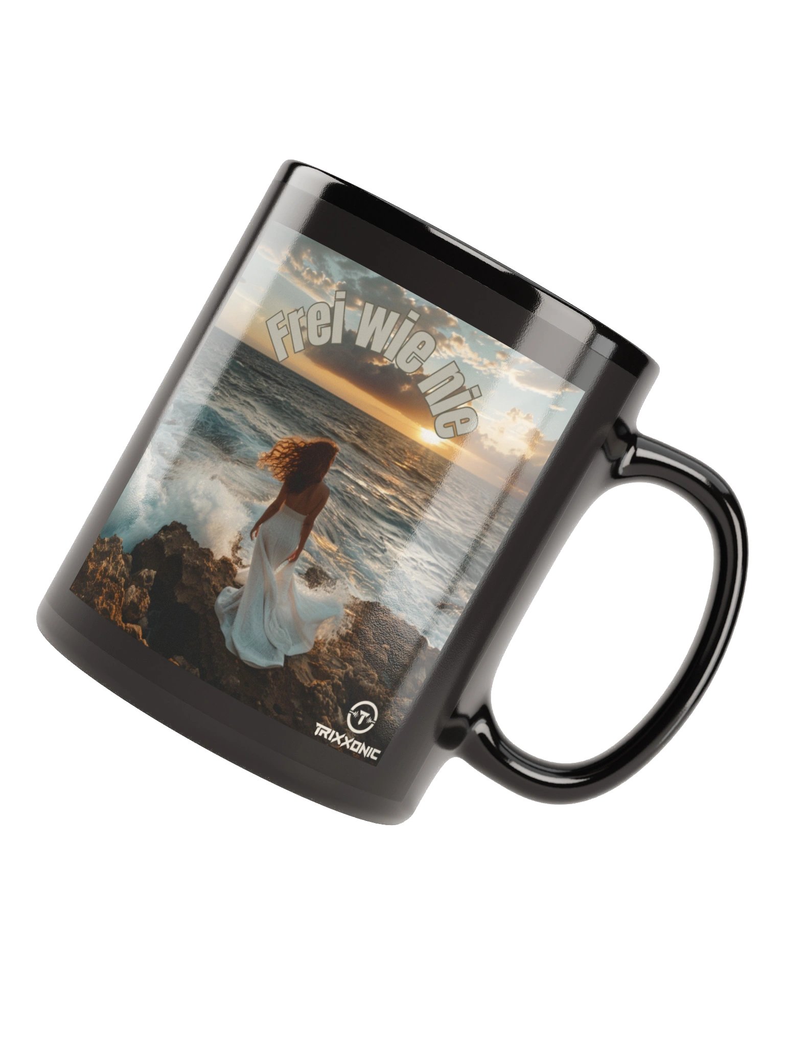 🖤 Black Glossy Mug – „Frei wie Nie“ product image (12)
