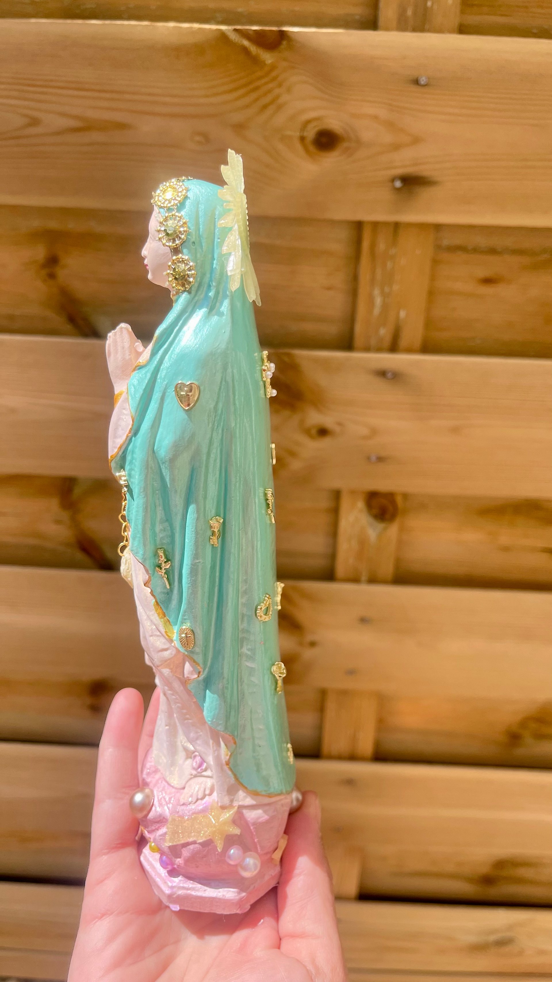 Handmade Virgin Mary Statue | Stella Maris Seashell Decor, French Riviera Artisan Figurine product image (4)