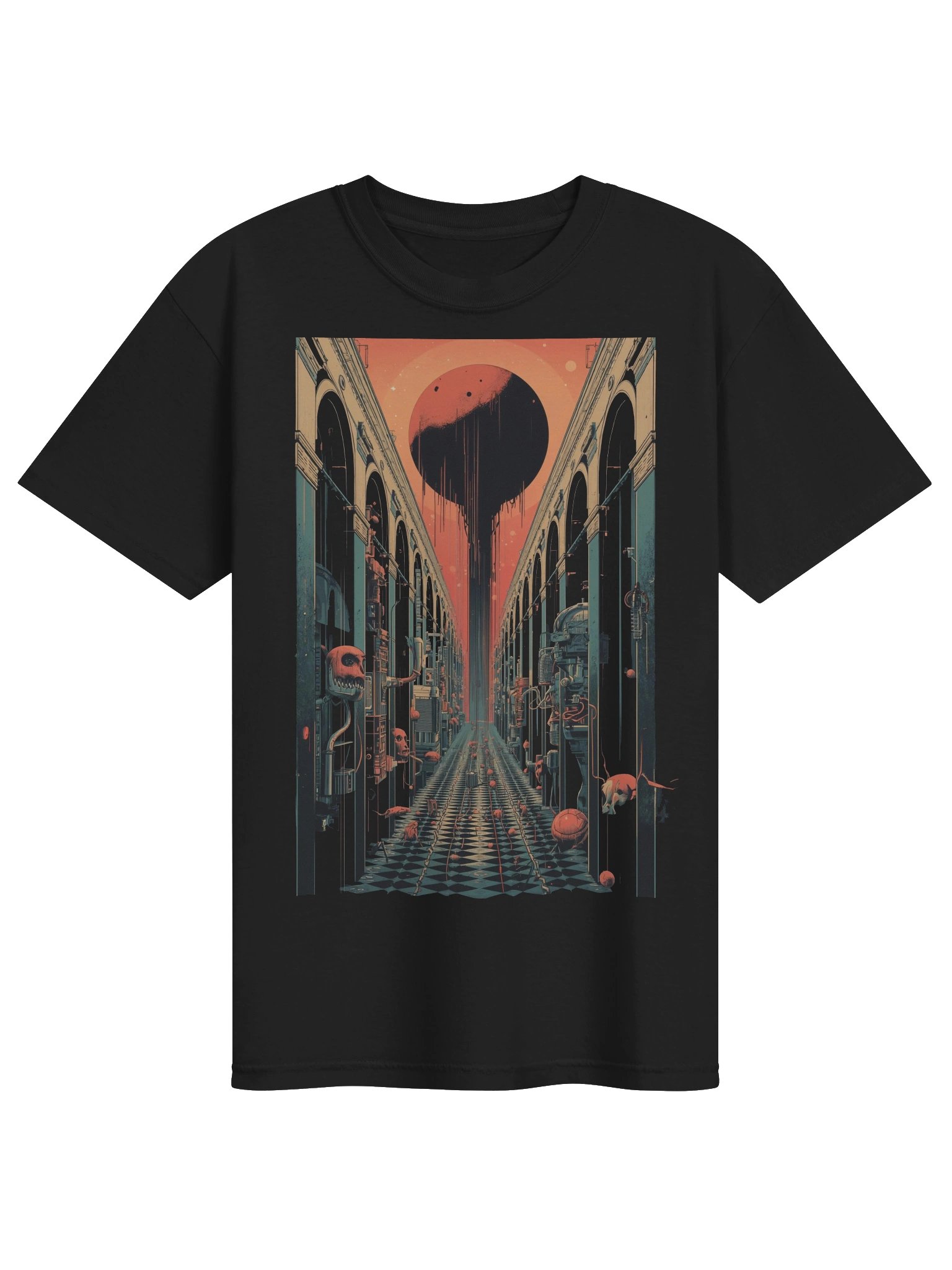 Eclipse Corridor Surreal Sci‑Fi Heavyweight T-Shirt product image (1)