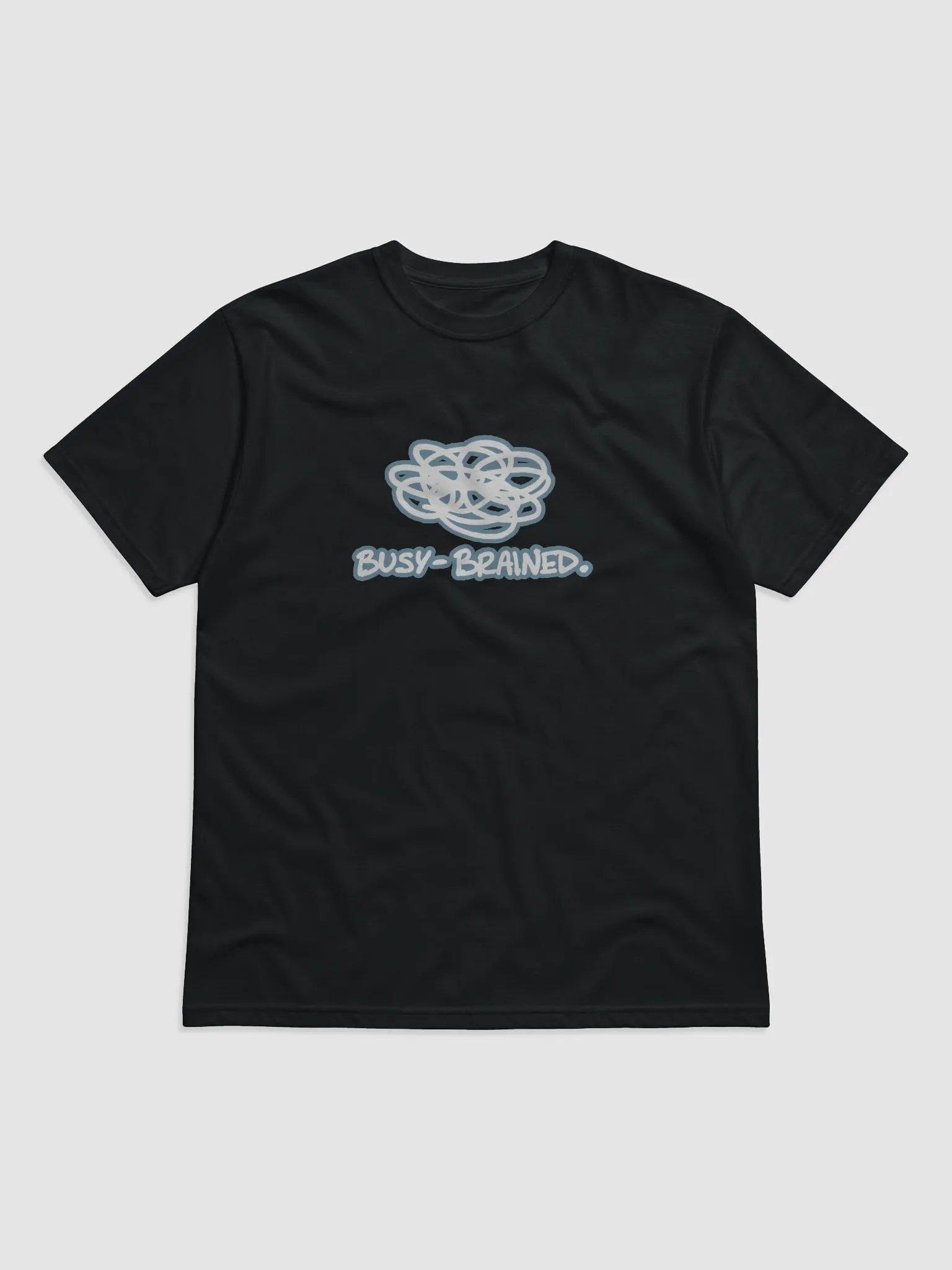 BUSY-BRAINED (lined design, #709AAF) unisex eco tee product image (1)