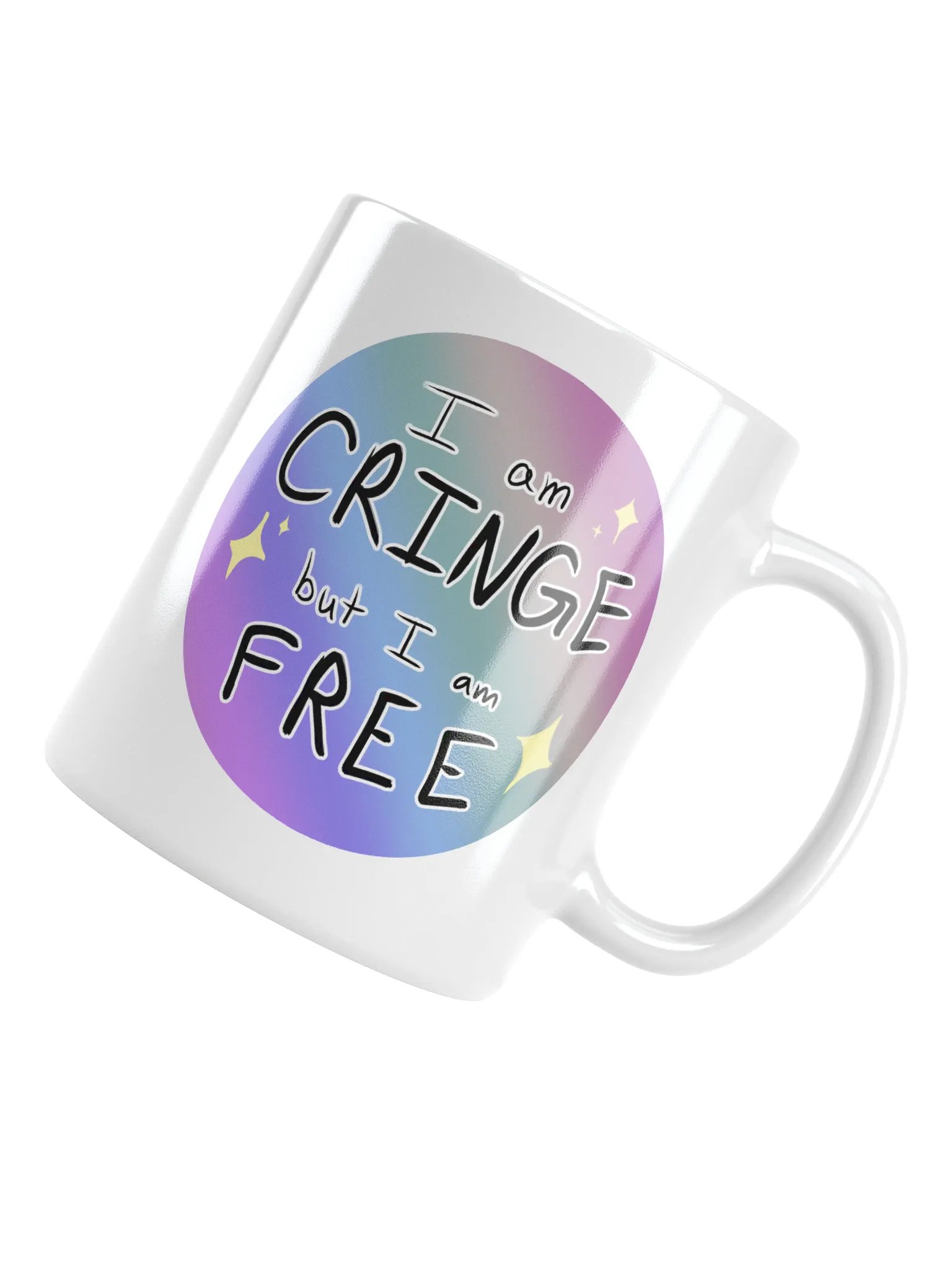 'Cringe but Free' Mug (Handle Right of Design) product image (4)