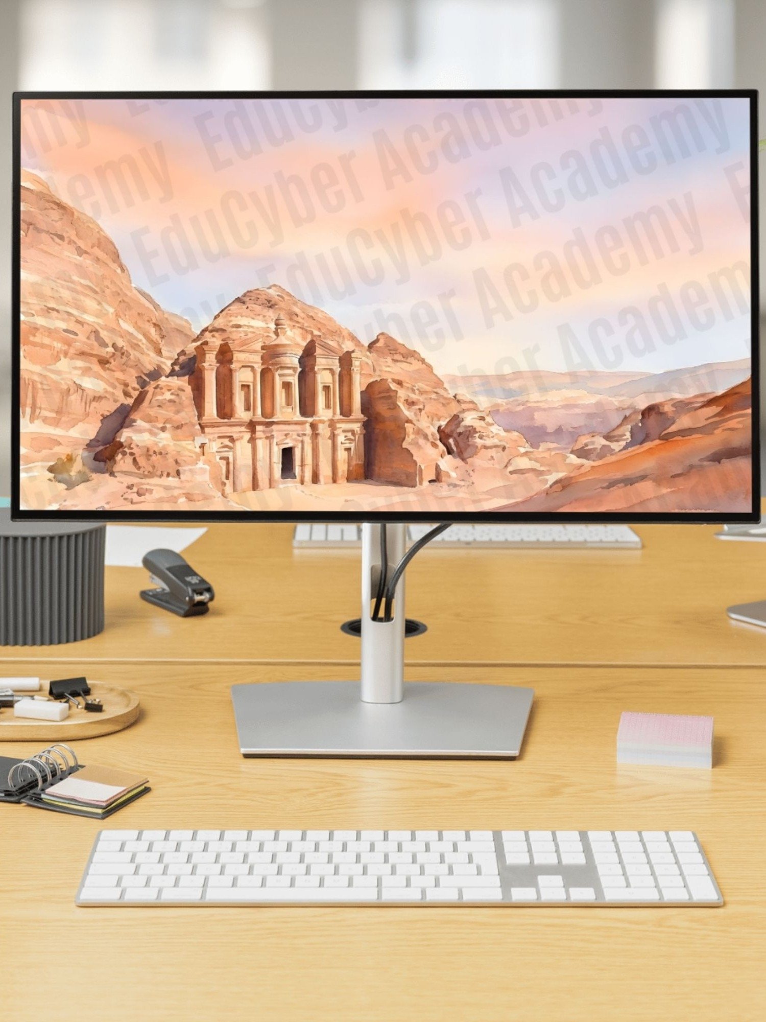 Seven Wonders of the World The Petra in Jordan Pastel Frame TV Art and Desktop Laptop Background Wallpaper Watercolor Image 4K Resolution 300 dpi product image (11)