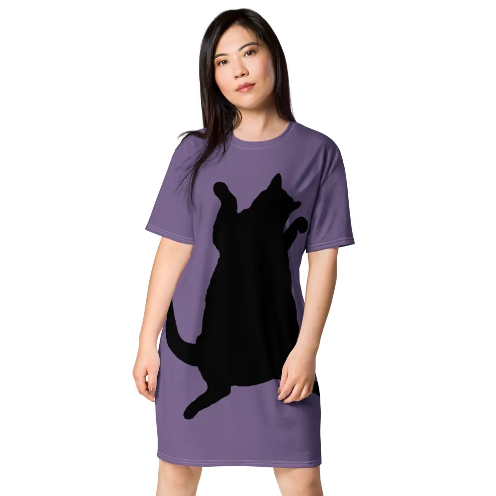 Dancing Demeowcracy Feline Purple T-Shirt Dress product image (1)