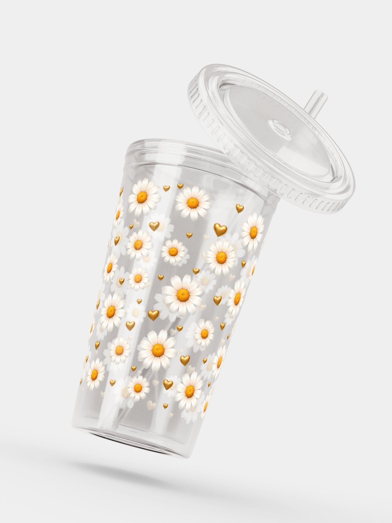 Daisy Flower Petals Clear Dual Wall Tumbler 16 Oz (473 ml) product image (5)