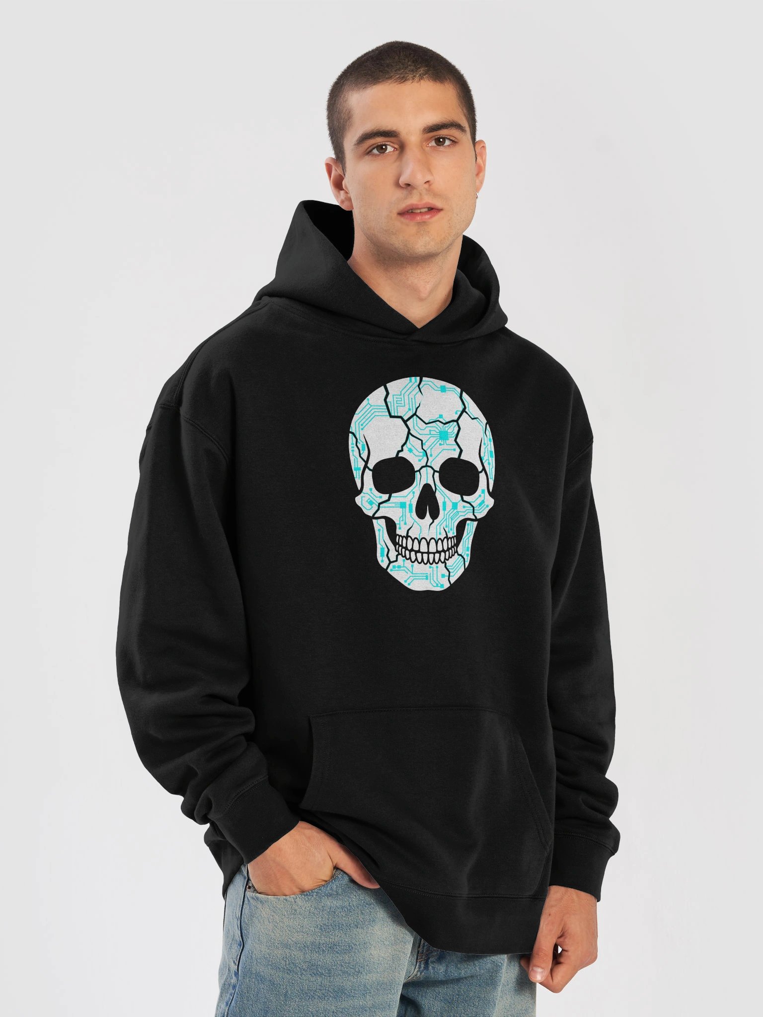 Cyber Skull Checkerboard Hoodie | Circuit Skull Hoodie | AS Colour product image (7)