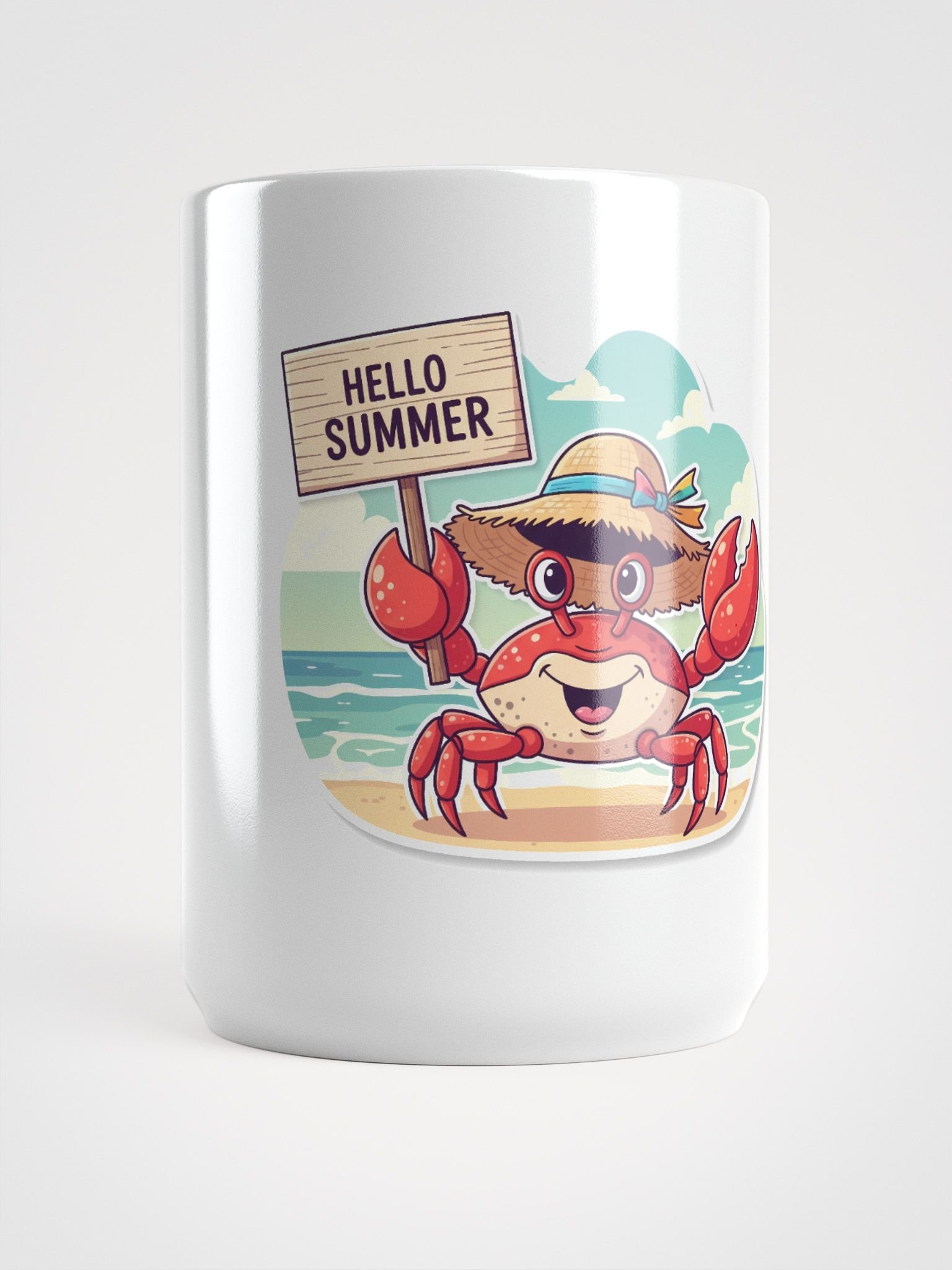 Hello Summer Crab White Glossy Mug product image (5)