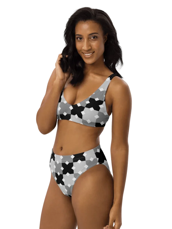 His House Womens High Waisted Bikini Set - Monochrome Mosaic product image (1)