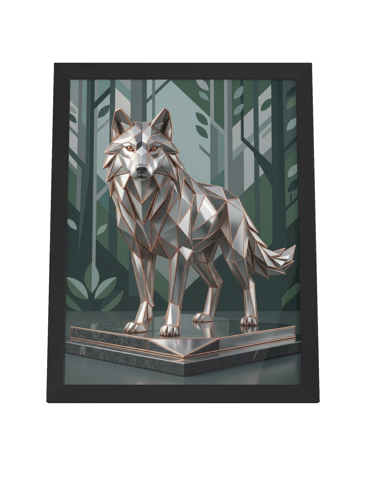 Geometric Metallic Wolf Framed Poster - Neo-Deco Wall Art product image (4)