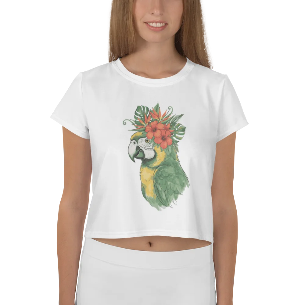 Tropical Macaw All-Over Print Crop Tee product image (1)