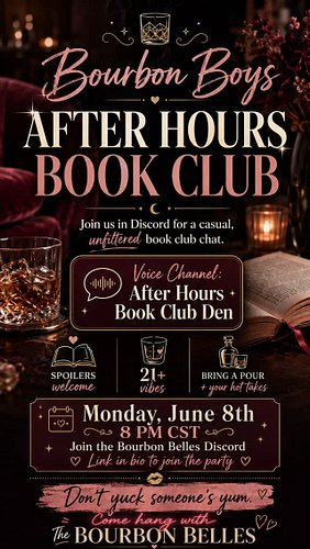 🥃📖The Bourbon Boys are taking over the Den. 🥃📖

Join us for Bourbon Boys AFTER HOURS Book Club inside The Bourbon Belles Disc...