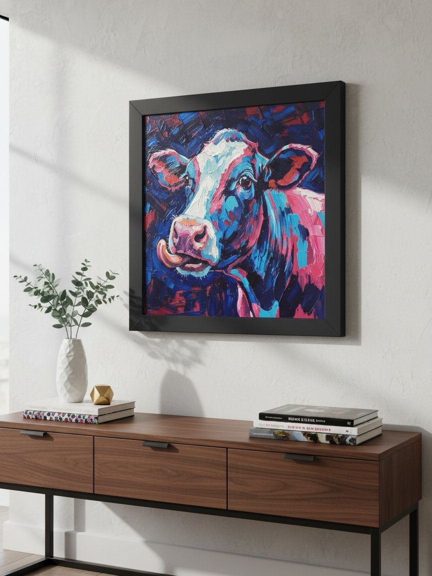 Impressionist Cow Wall Art, Colorful Modern Farmhouse Print product image (1)