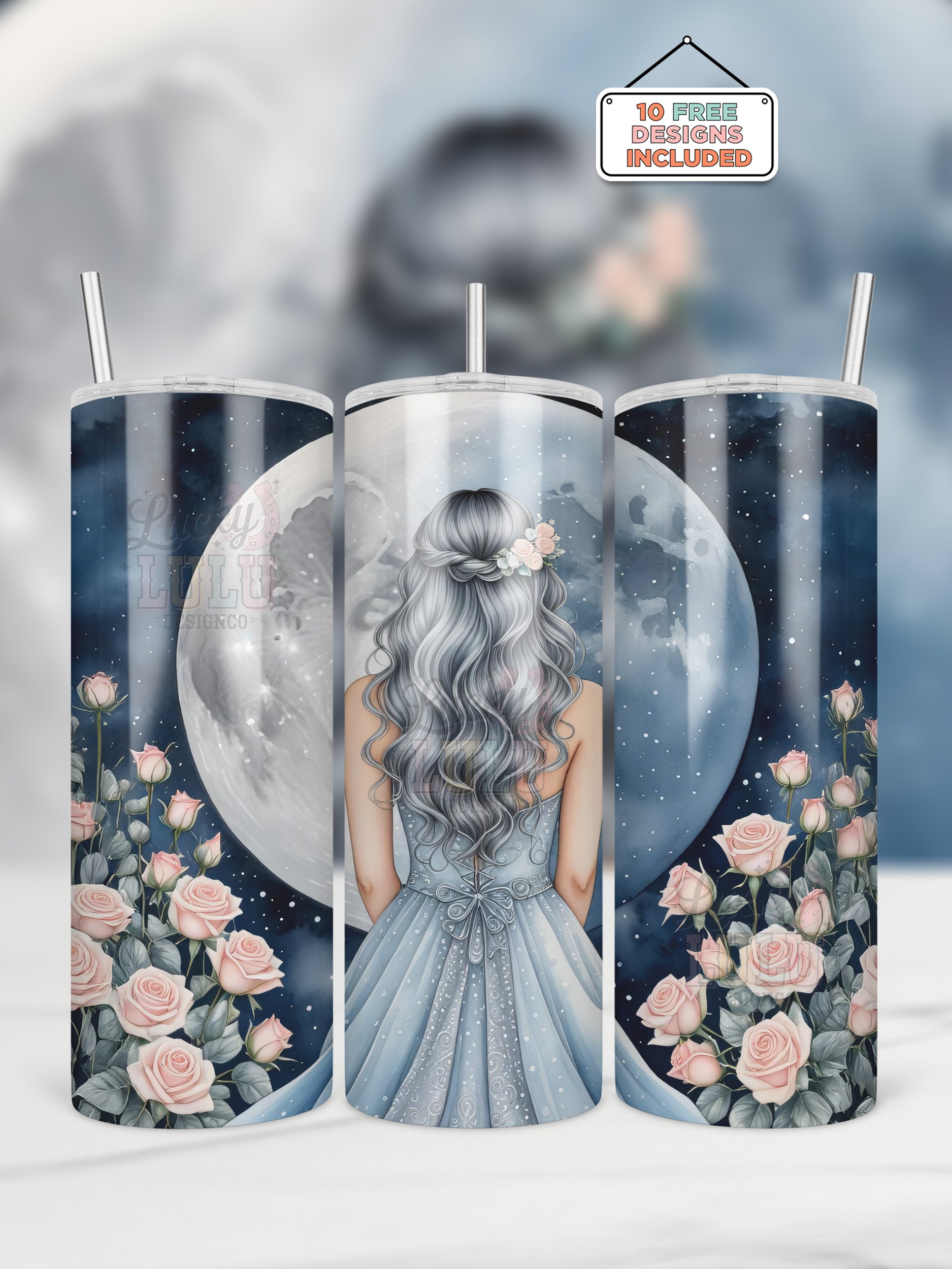 Celestial Moonlit Night Seamless Tumbler Wrap PNG product image (1)