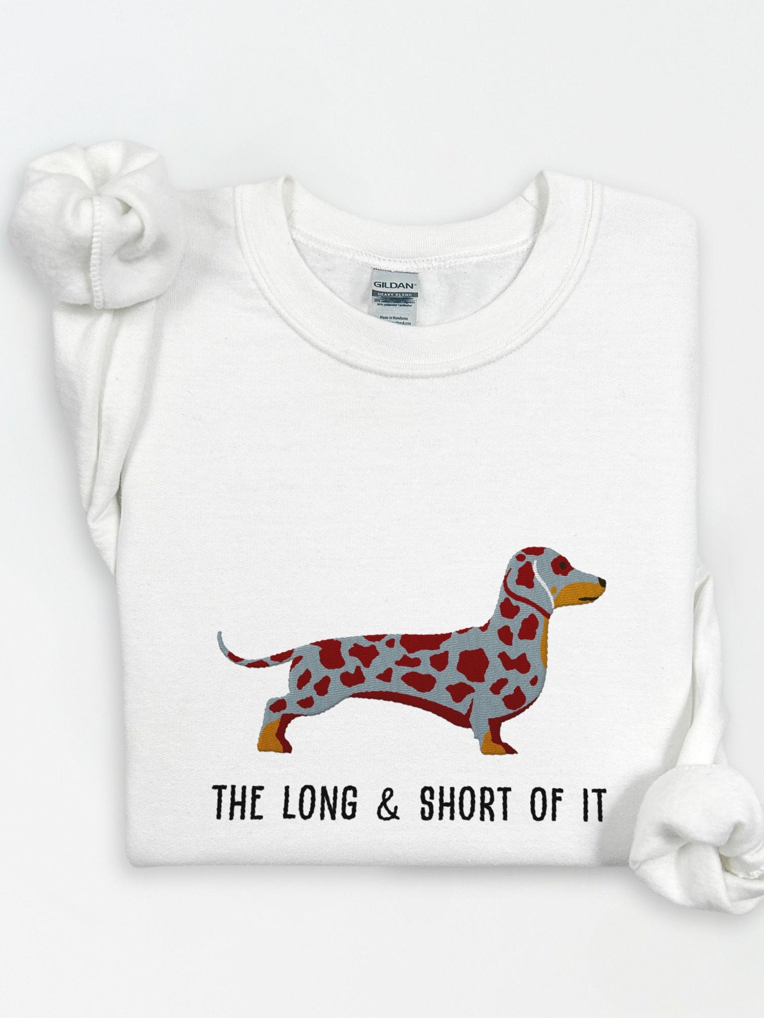 The Long and Short of It Sweatshirt (Embroidered) of a Dachshund(Dapple) product image (1)