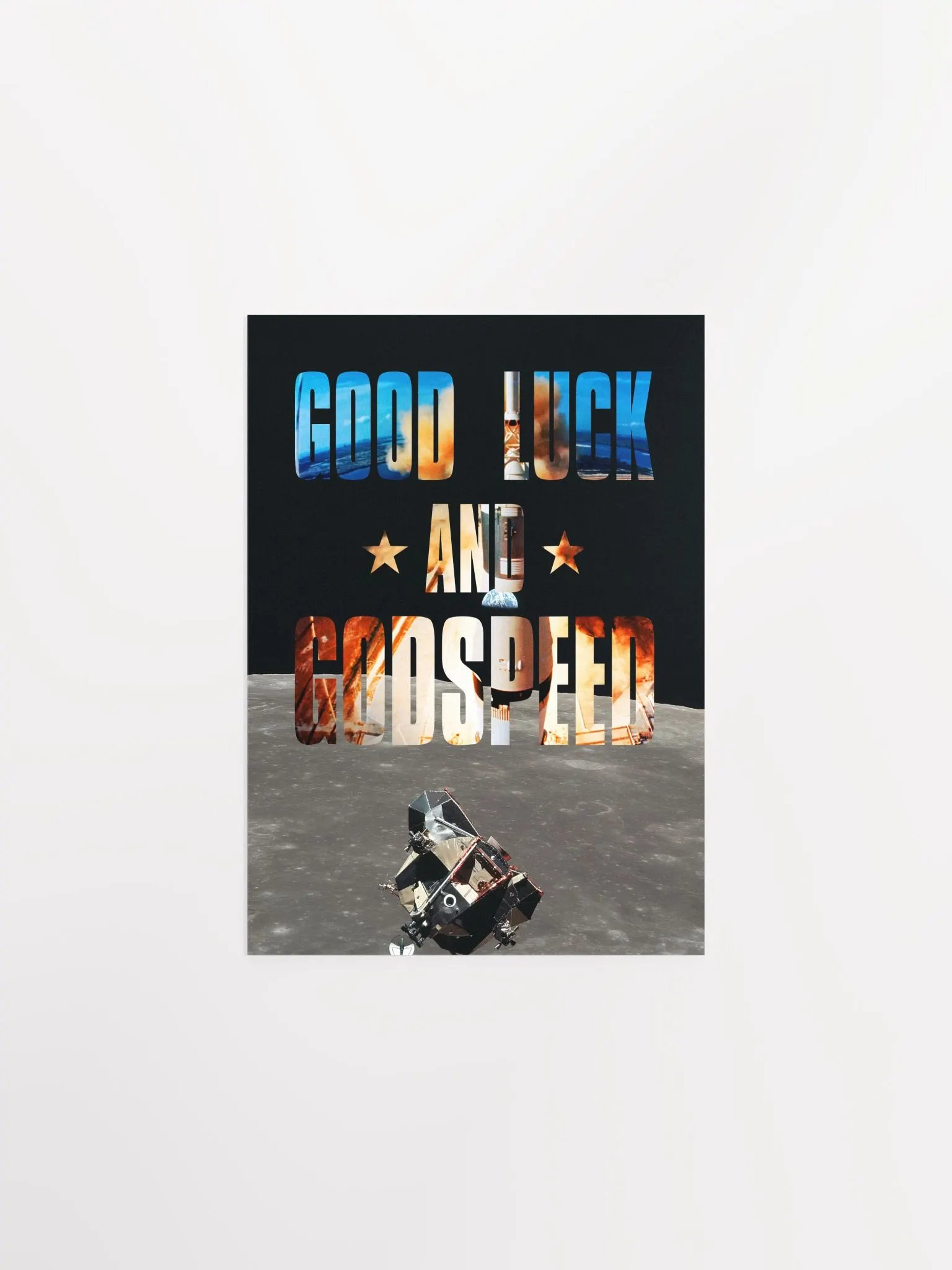 Good Luck and Godspeed / NASA, Apollo missions, Moon — space poster, science poster, space art, space collage product image (6)