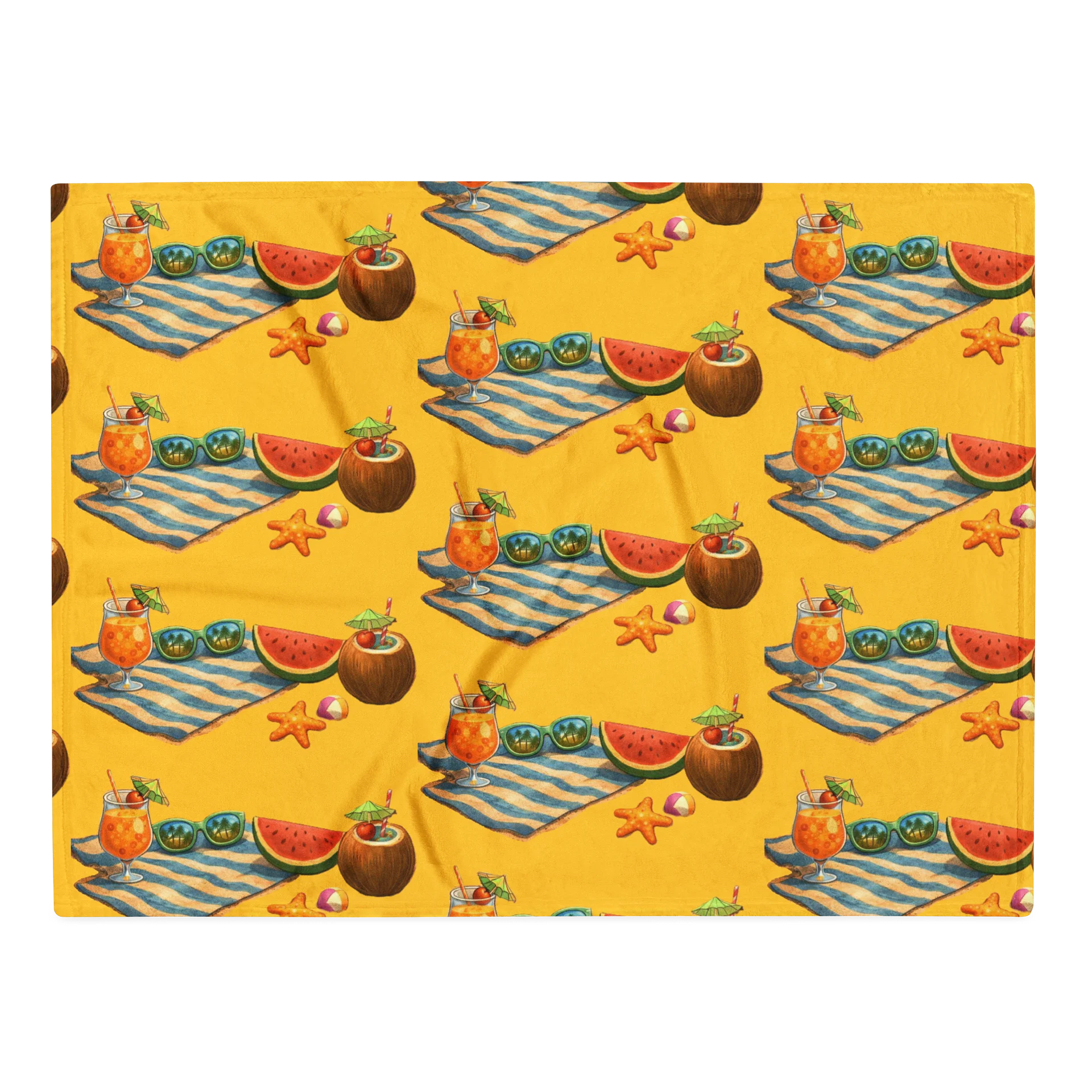 Cat brigade summer Printed Throw Blanket product image (1)