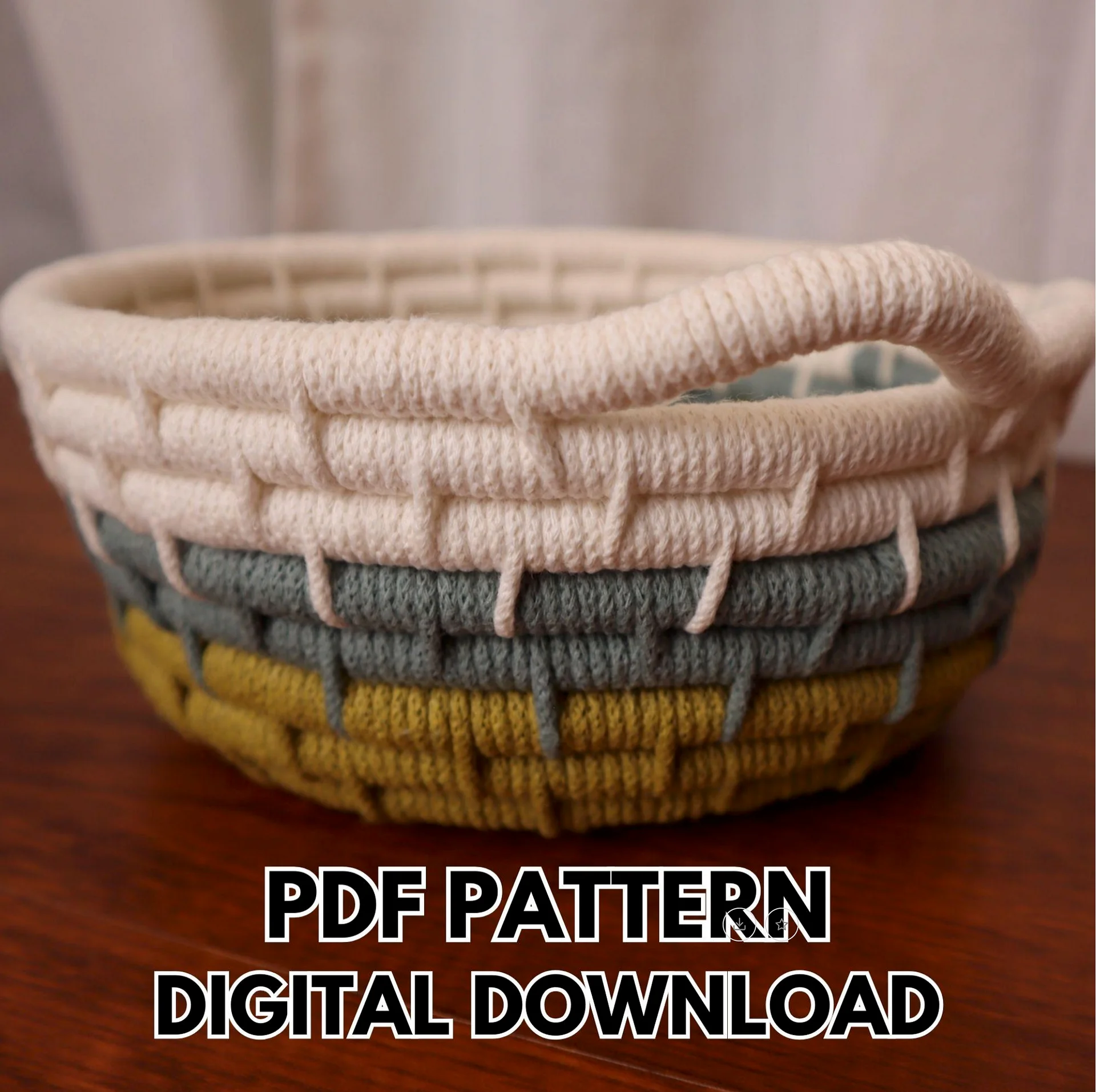 Coiled Basket Pattern | Easy Rope Basket DIY Tutorial (Digital PDF Pattern) product image (1)