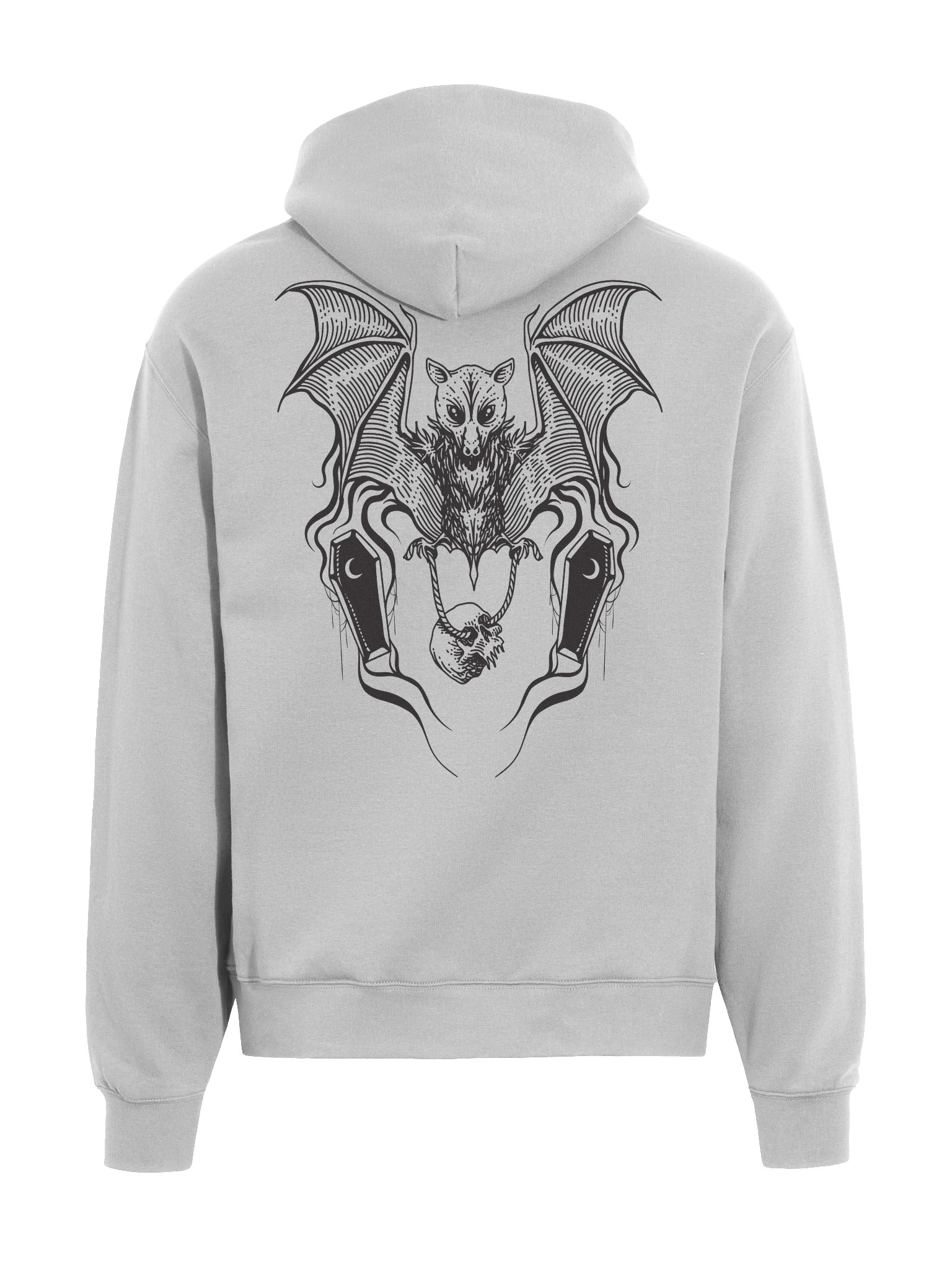 Grey Gothic Bat and Skull Oversized Hoodie product image (1)
