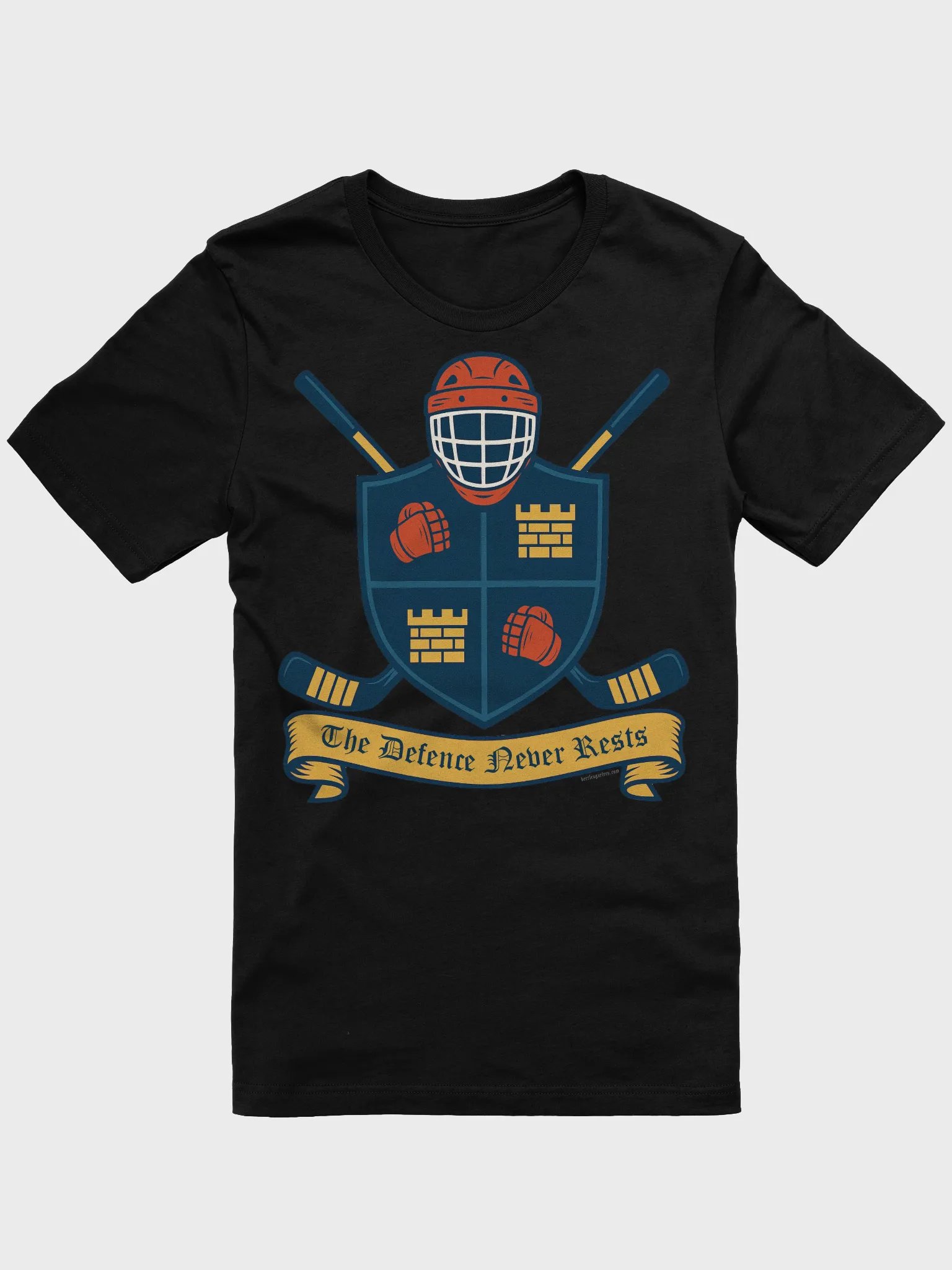 Funny Hockey T-Shirt - The Defence Never Rests - Beer League Hockey Shirt for Men - Gift for Hockey Players who Love Breaking Up Plays product image (1)