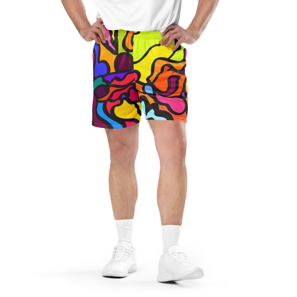 Vibrant Mesh Shorts: Abstract Harmony - Wave at Sunset product image (1)