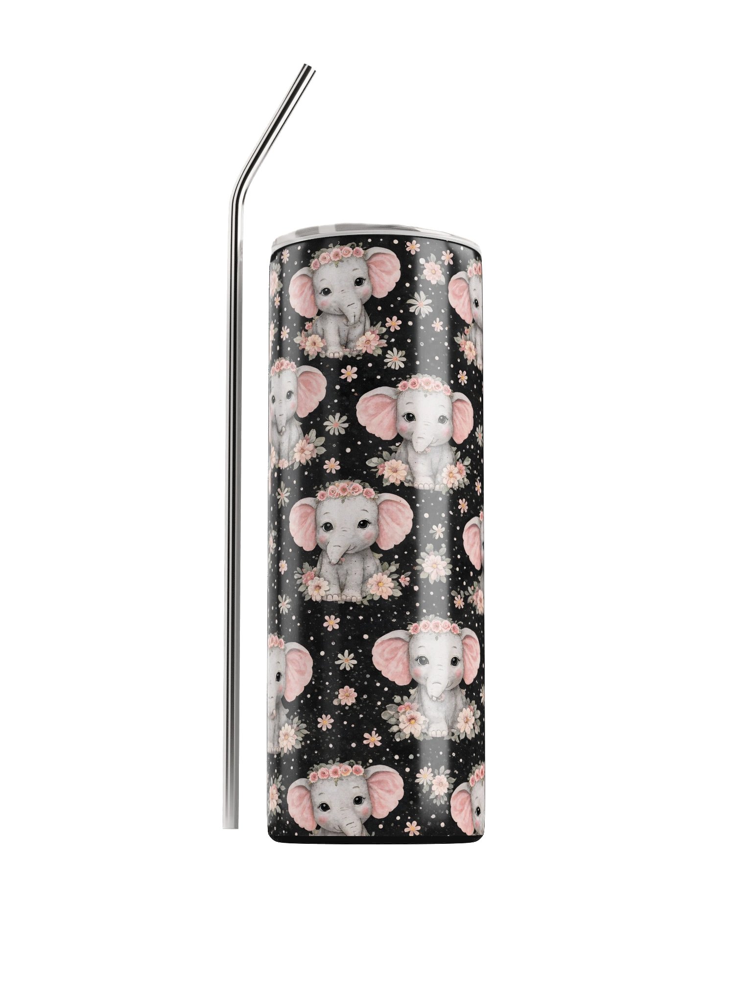 Floral Elephant Stainless Steel Tumbler product image (2)