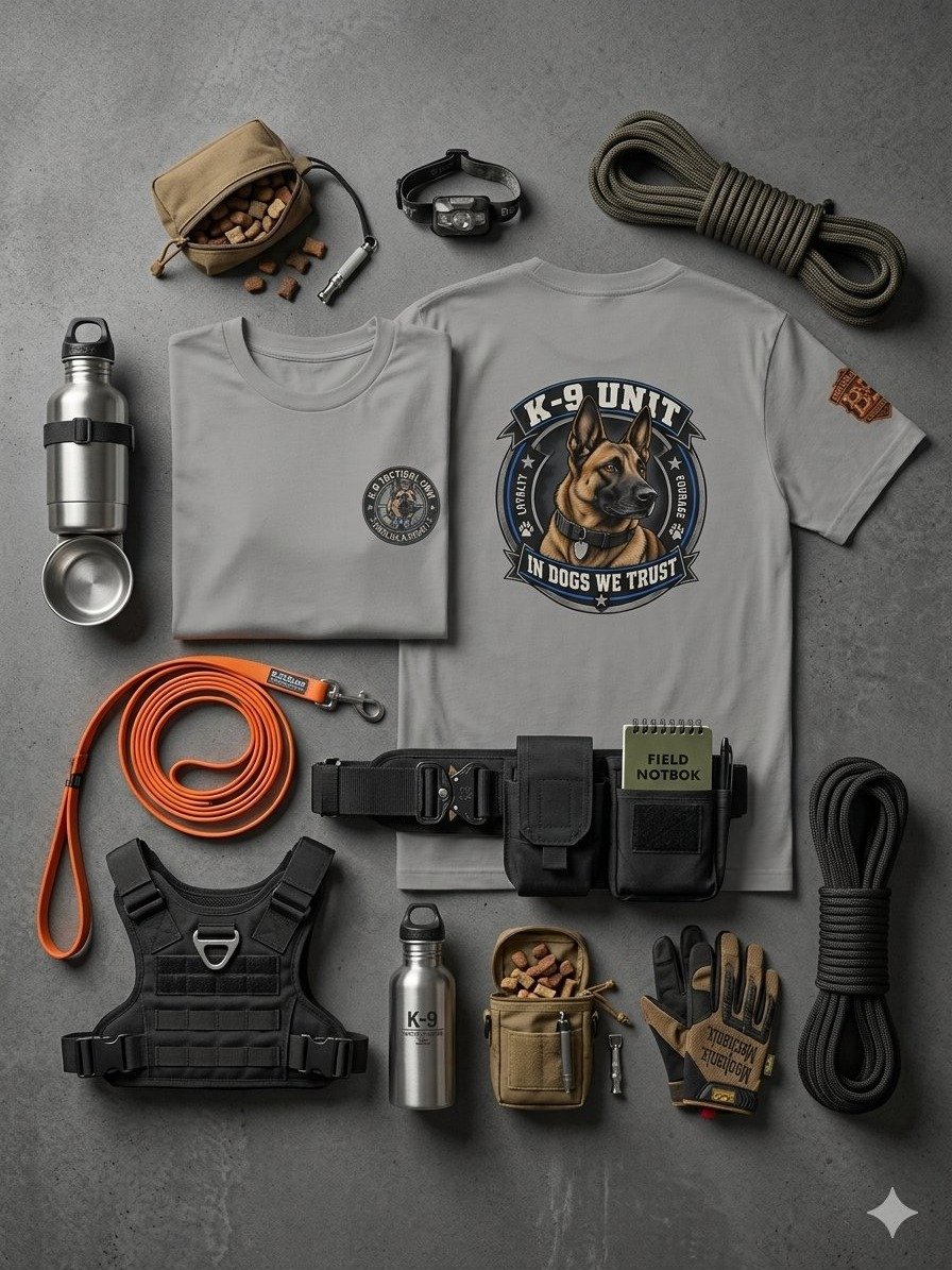 K9 Police Dog Shirt — In Dogs We Trust German Shepherd Tactical Tee | Flat Out Broken™ product image (1)