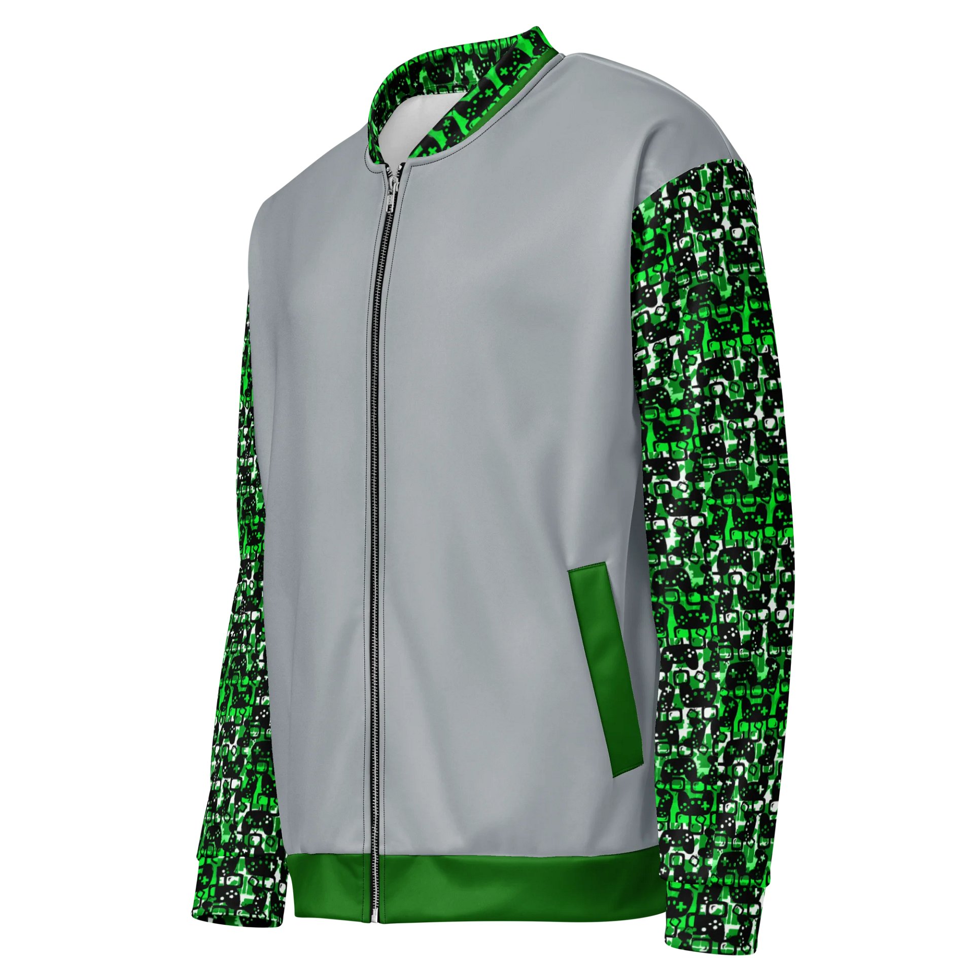 Experience Stories Unisex Bomber Jacket (Green, Gray, and Black) product image (3)