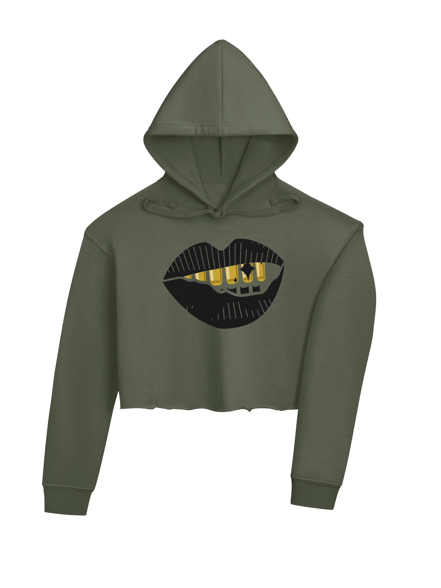 WOMEN'S MILITARY GREEN CROP TOP HOODIE product image (4)