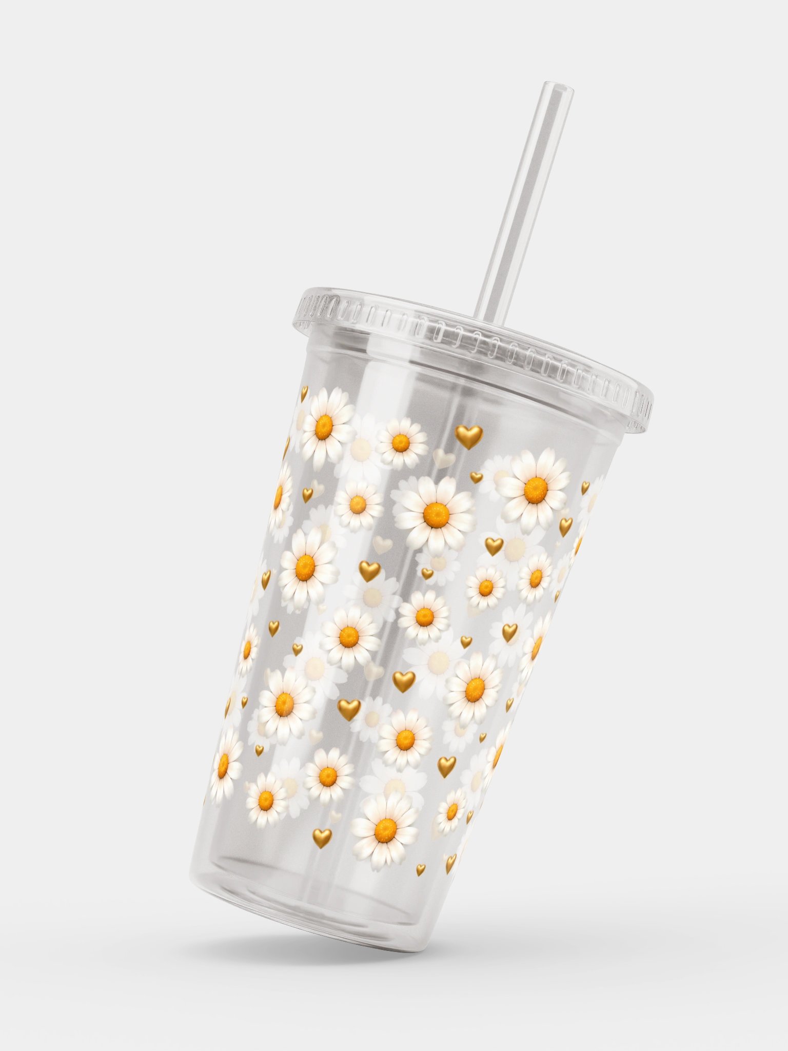 Daisy Flower Petals Clear Dual Wall Tumbler 16 Oz (473 ml) product image (2)
