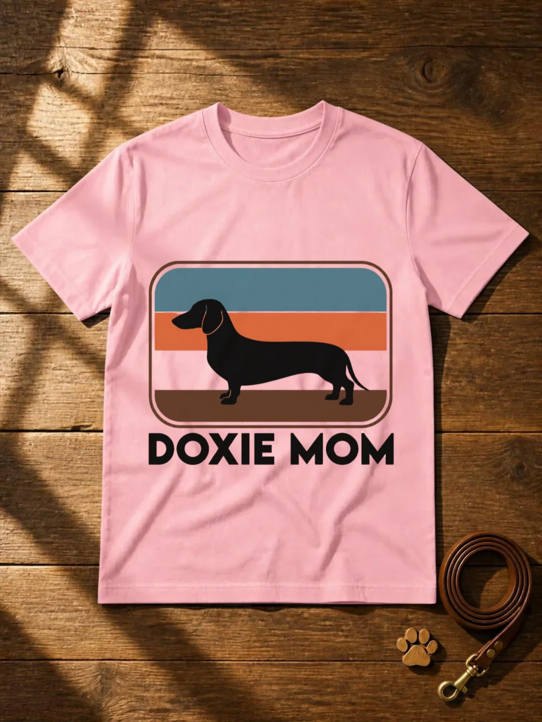 Retro Sunset Doxie Mom Shirt | Dachshund Silhouette Tee product image (1)