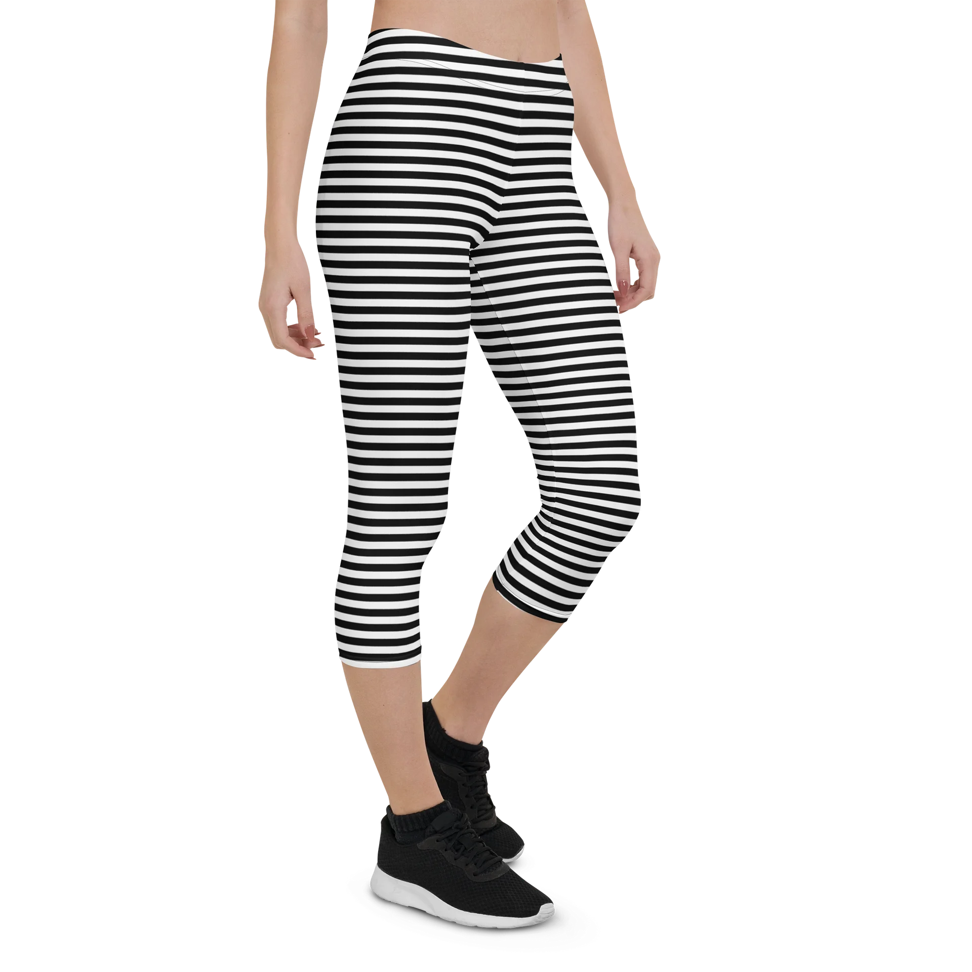 White and Blaque Stripped Capri product image (7)