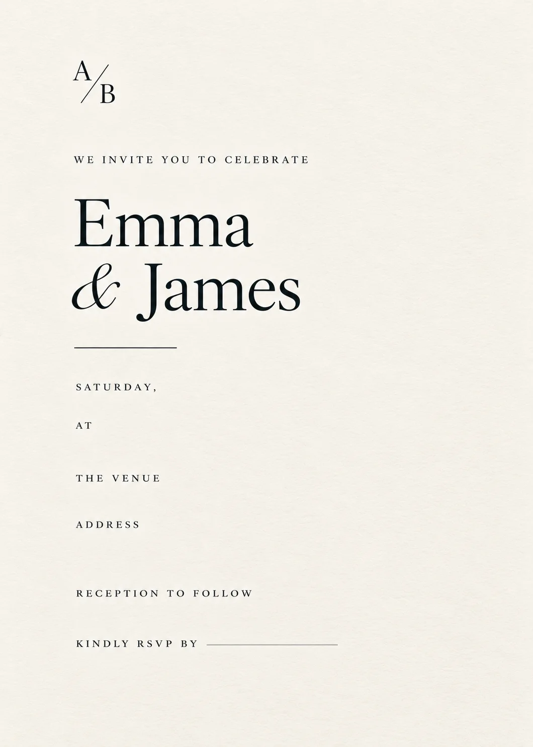 Minimalist Wedding Invitation Template, Editable Canva Invite, Modern Serif Typography Wedding Invitation, Printable Download product image (1)