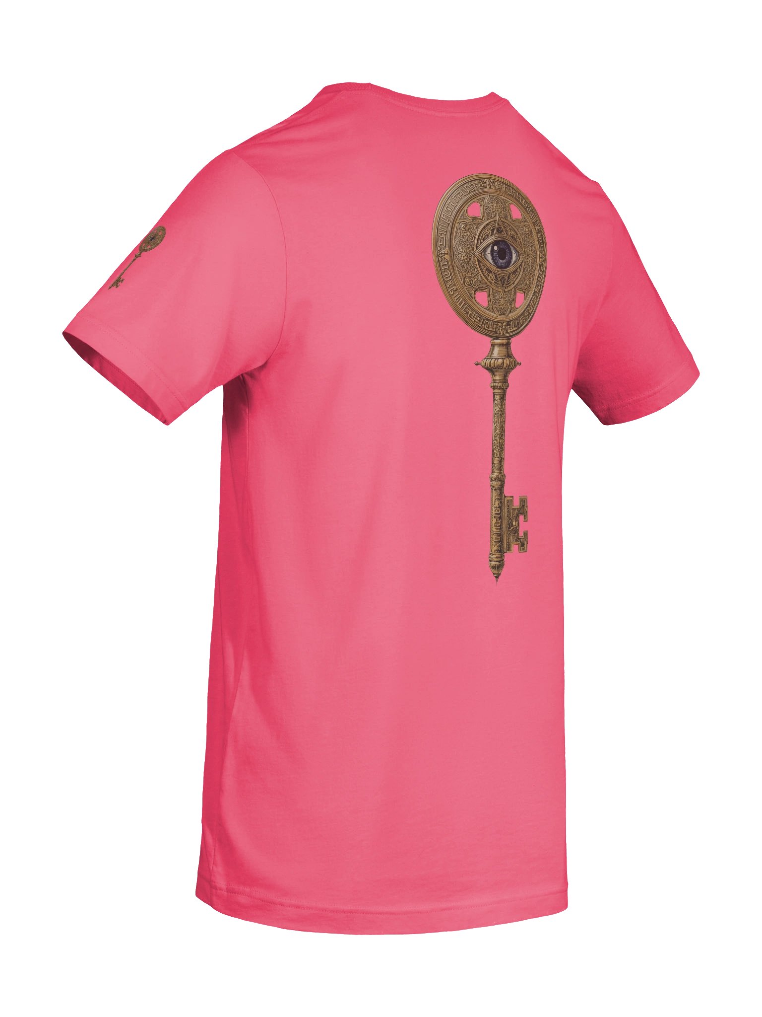 The Gatekeeper’s Key Classic T-Shirt – Back & Left Shoulder Print | Charity Pink | Bella+Canvas 3001 product image (10)