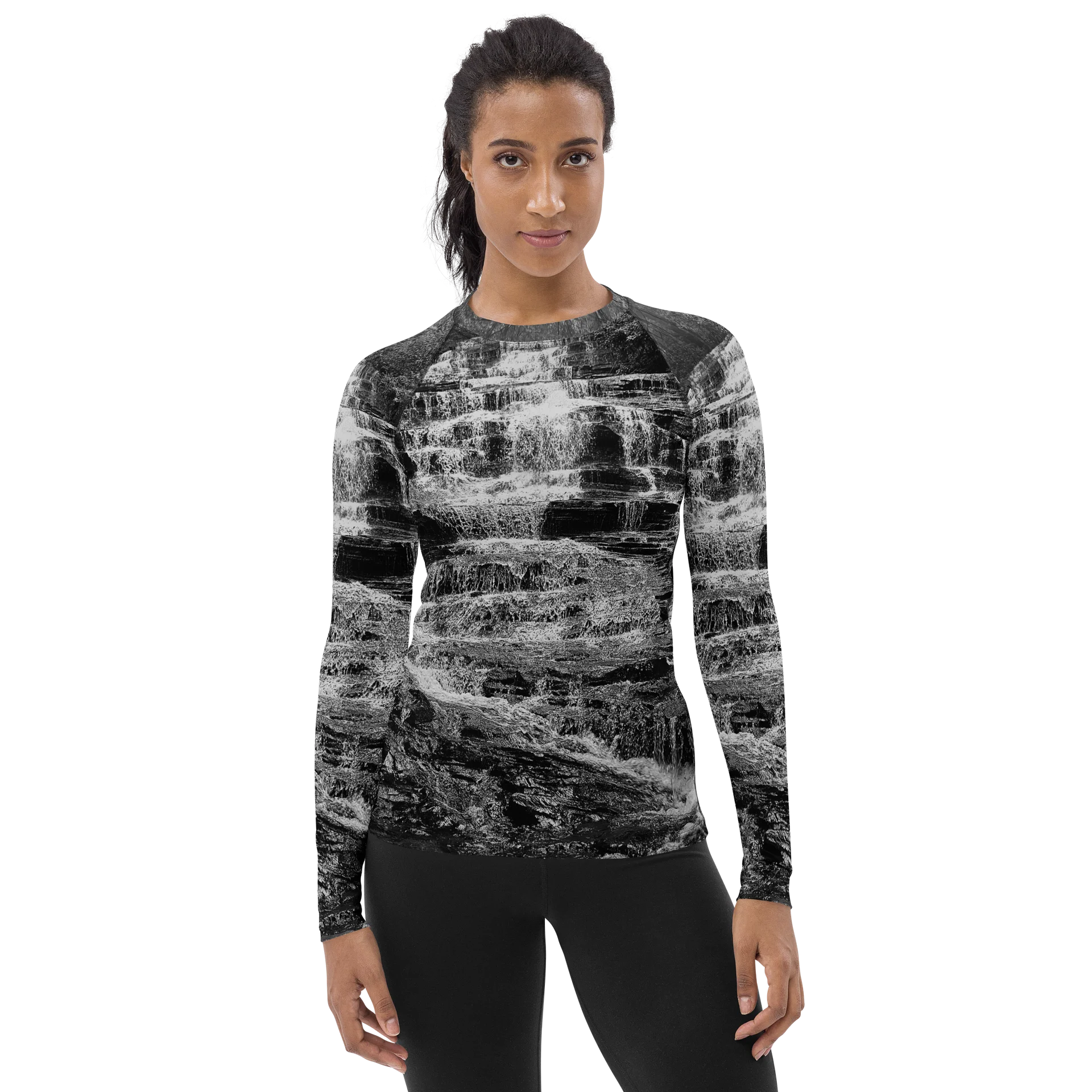 Cascades In Black Women's Rash Guard product image (1)