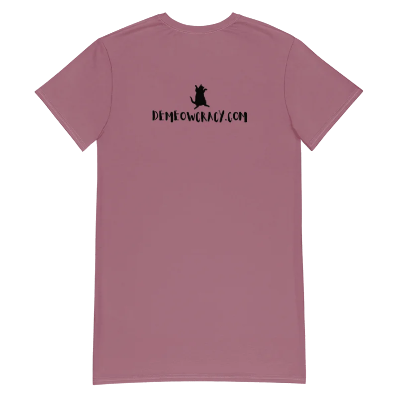 Dancing For Demeowcracy Feline Mauve T-Shirt Dress product image (7)