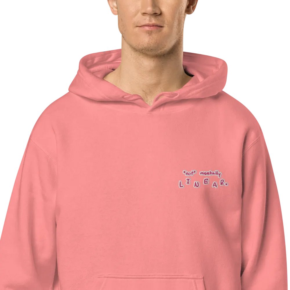 *not* mentally linear (L.C. pink bubble design) embroidered pigment hoodie product image (1)