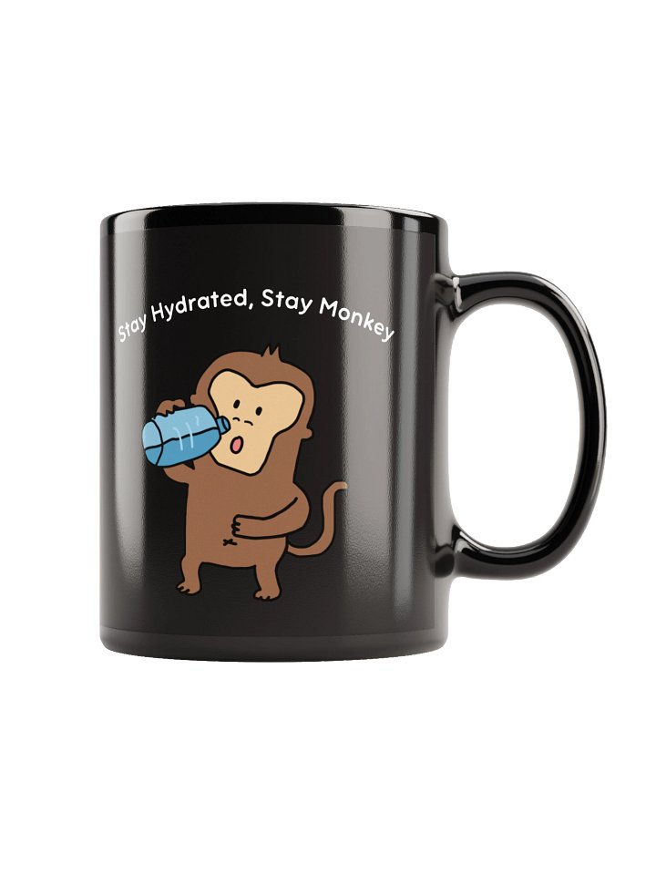"Stay Hydrated, Stay Monkey" Ceramic Mug (Black) product image (1)