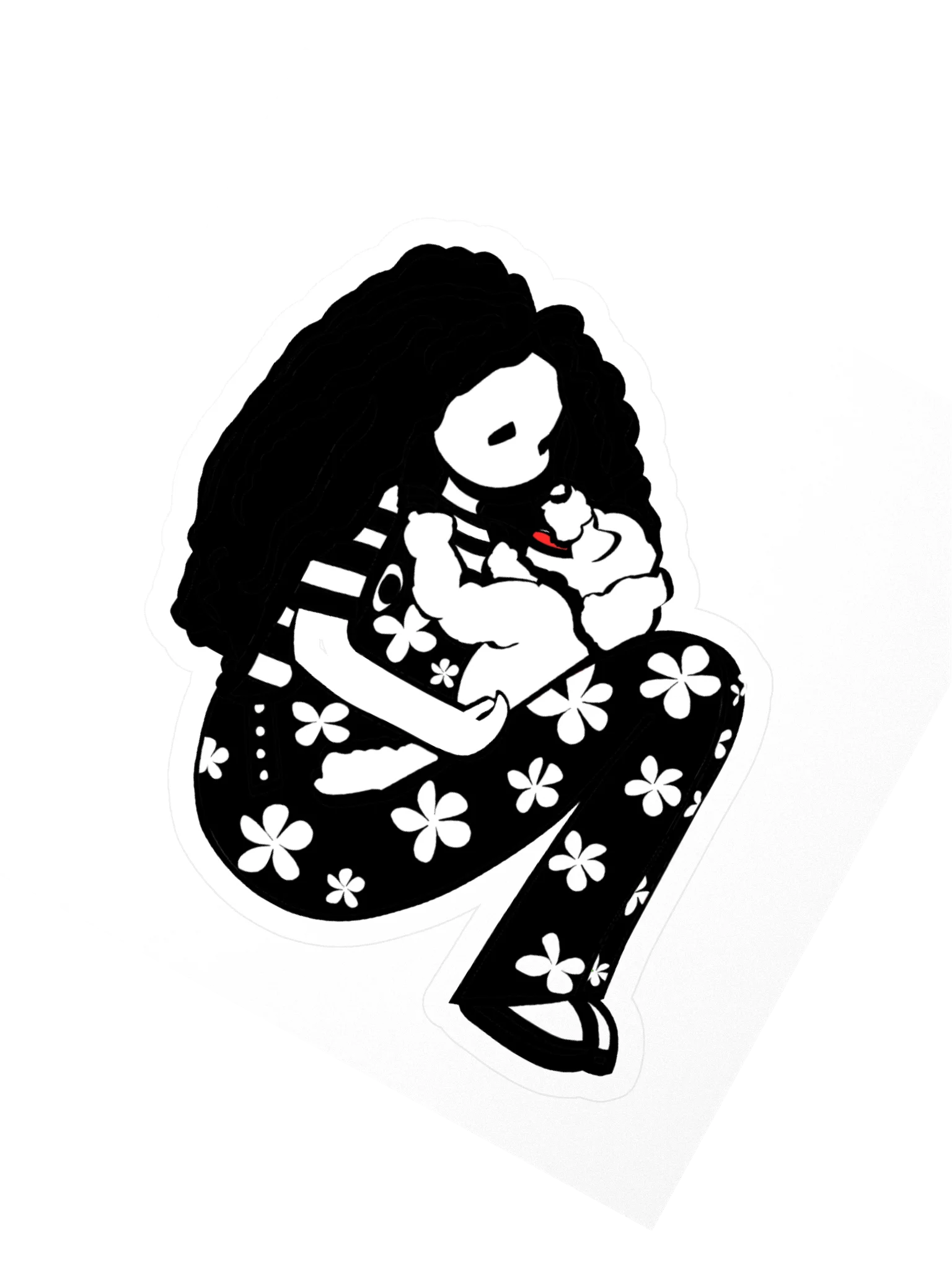 Sticker: Girl with laughing dog on her lap product image (2)
