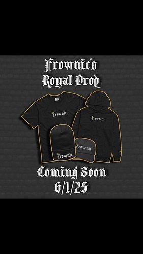Frownics Royalty Drops 06/1/25 at 12:00pm EST. Cop your as soon as the drop lands. #frownicmerch #frownicmerch #frownicbrando...