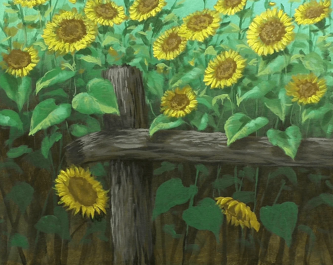 DOWNLOADABLE Acrylic Painting Tutorial - Sunflowers in the Fence product image (9)