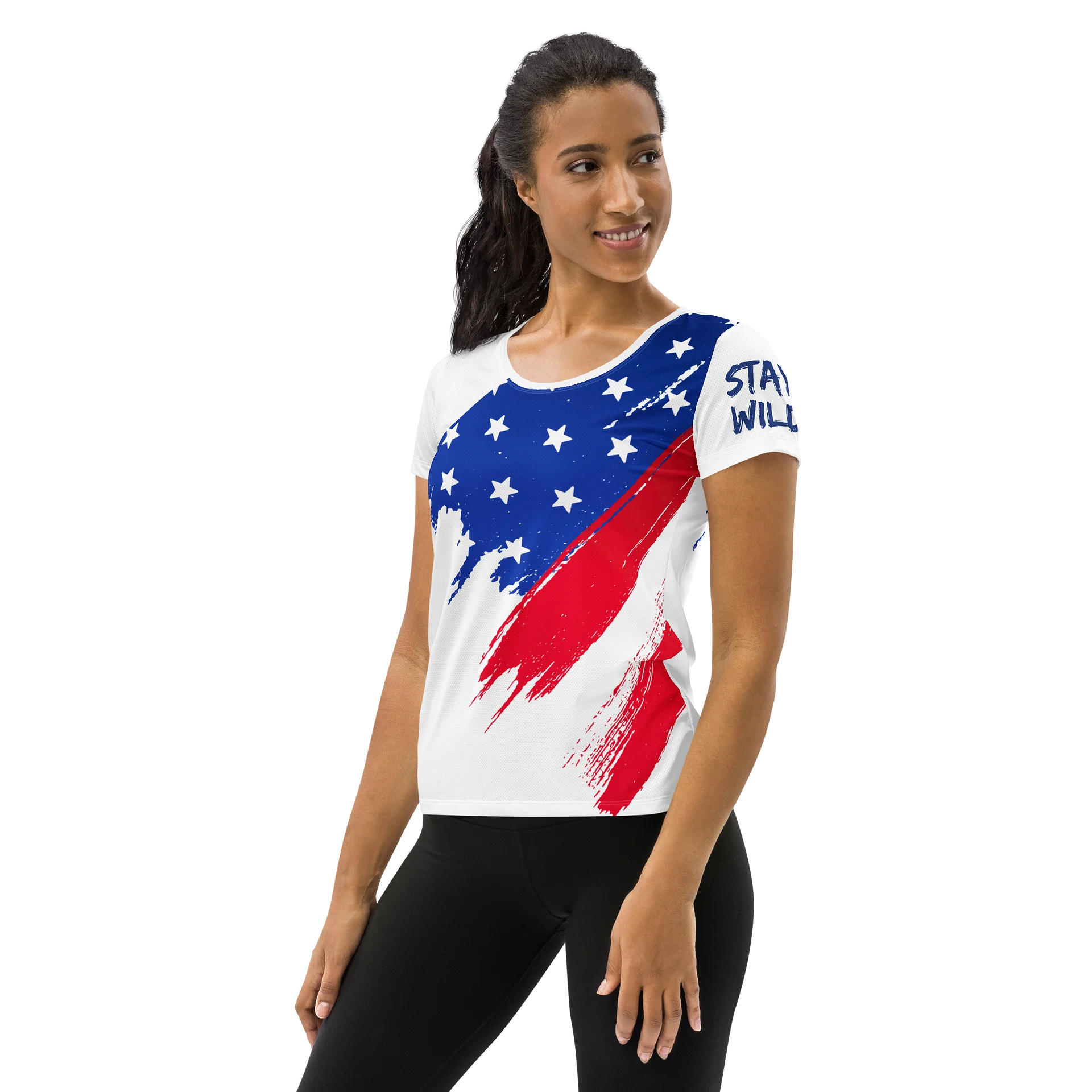 Roam Free • Stay Wild – Patriotic Women’s Flag Adventure Shirt product image (2)