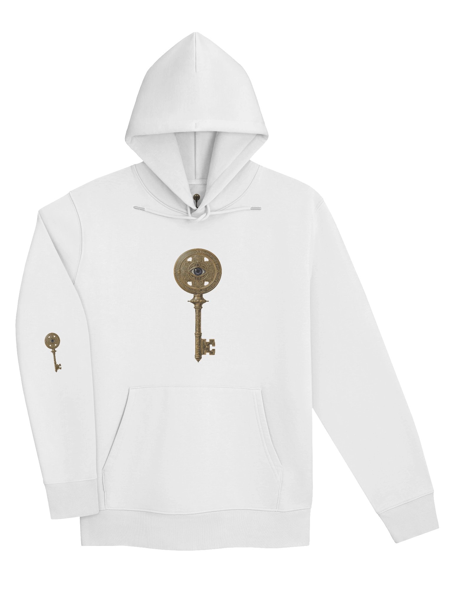 The Gatekeeper’s Key – White Sigil Arm Edition (Front + Right Sleeve Print) | Organic Hoodie product image (3)
