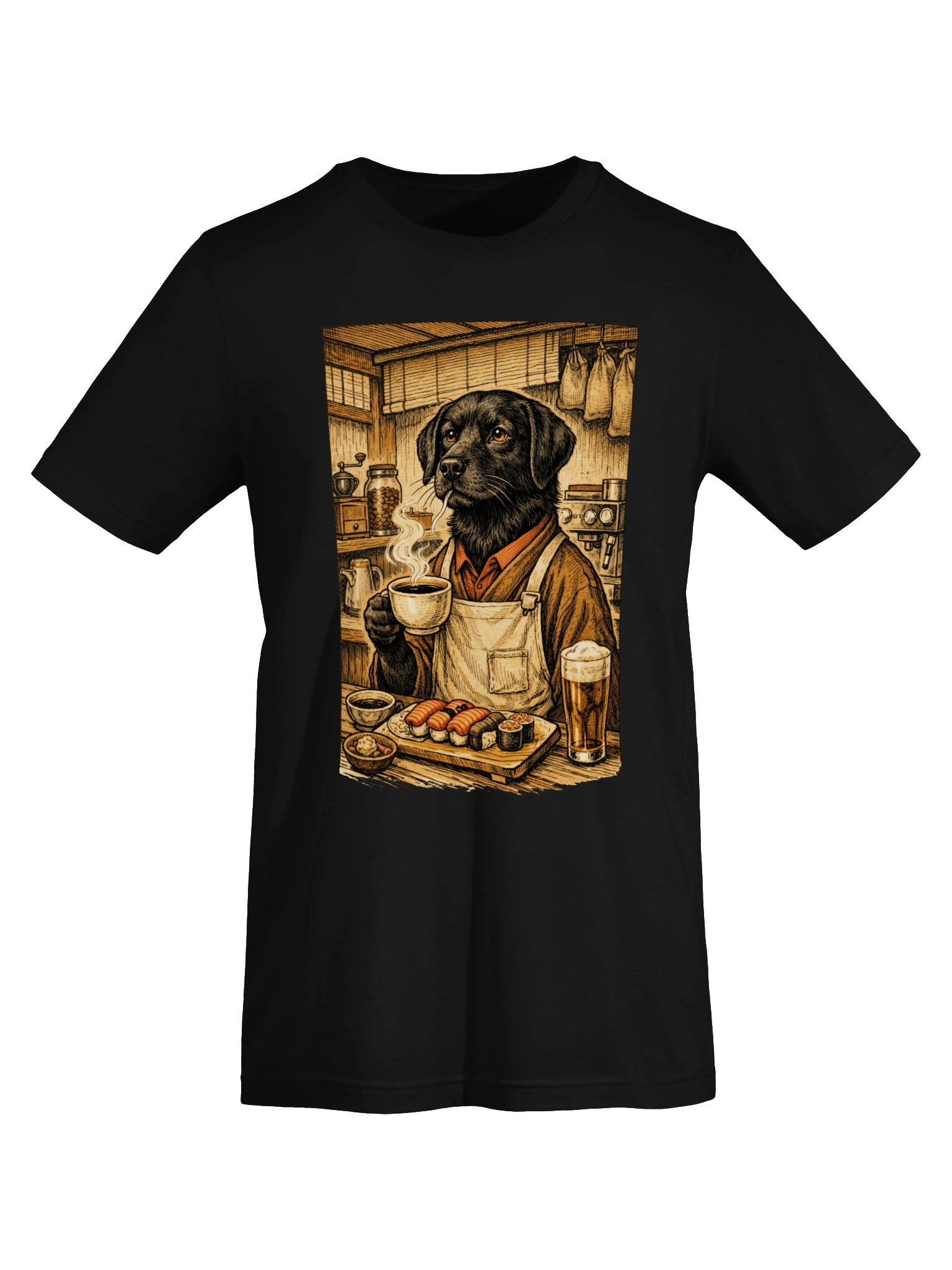 Dog Barista T-Shirt - Vintage Black Lab Coffee Shop Graphic Tee product image (35)
