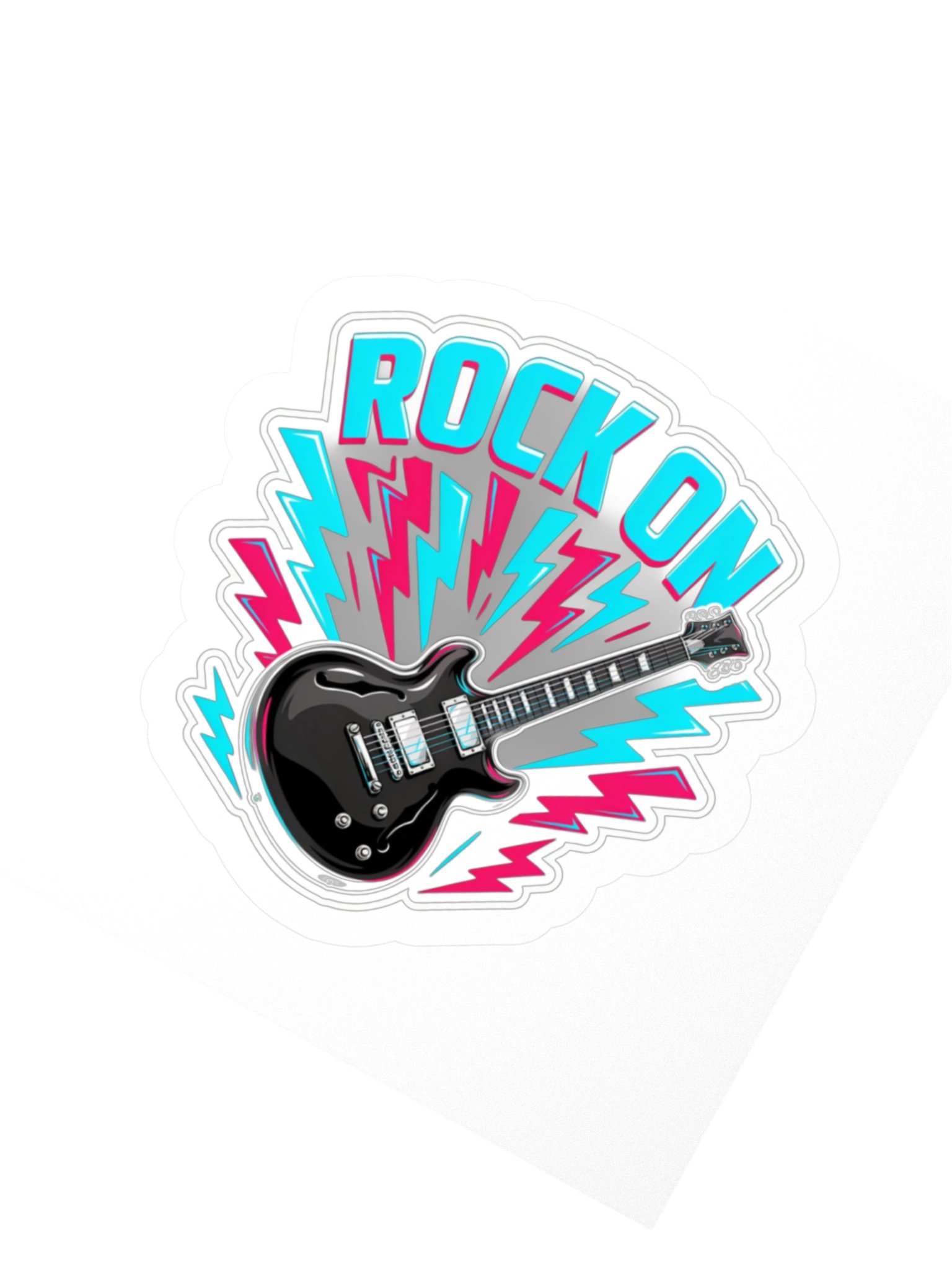 Rock On Guitar Lightning Kiss Cut Sticker product image (5)