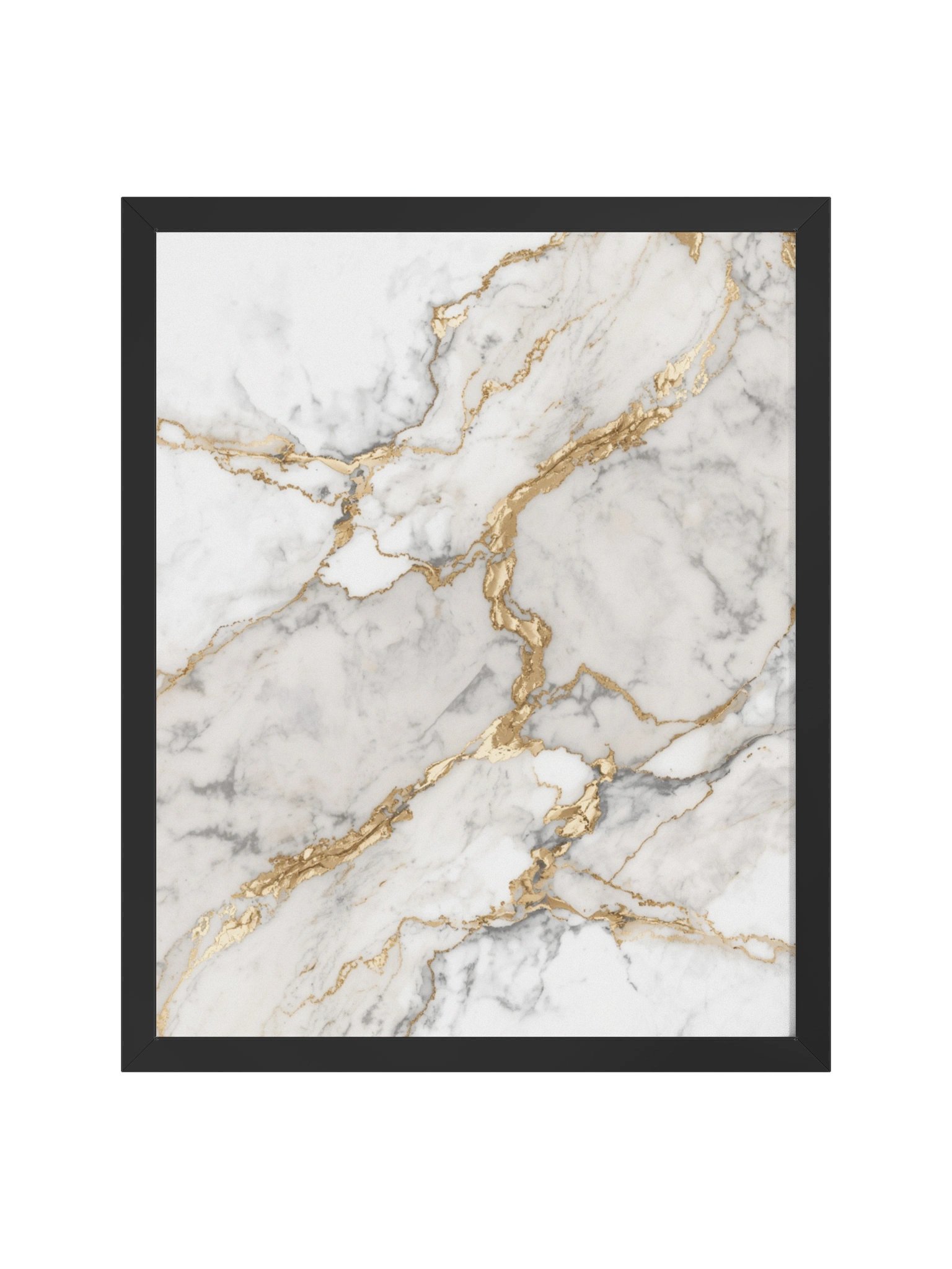 Golden Veins Marble Wall Art | Elegant White & Gold Abstract Decor -41×51 cm product image (1)
