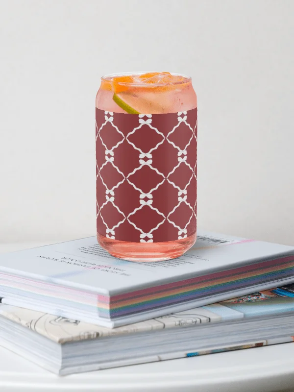 Bows and Ribbon Pattern in Red and White Glass Tumbler product image (1)