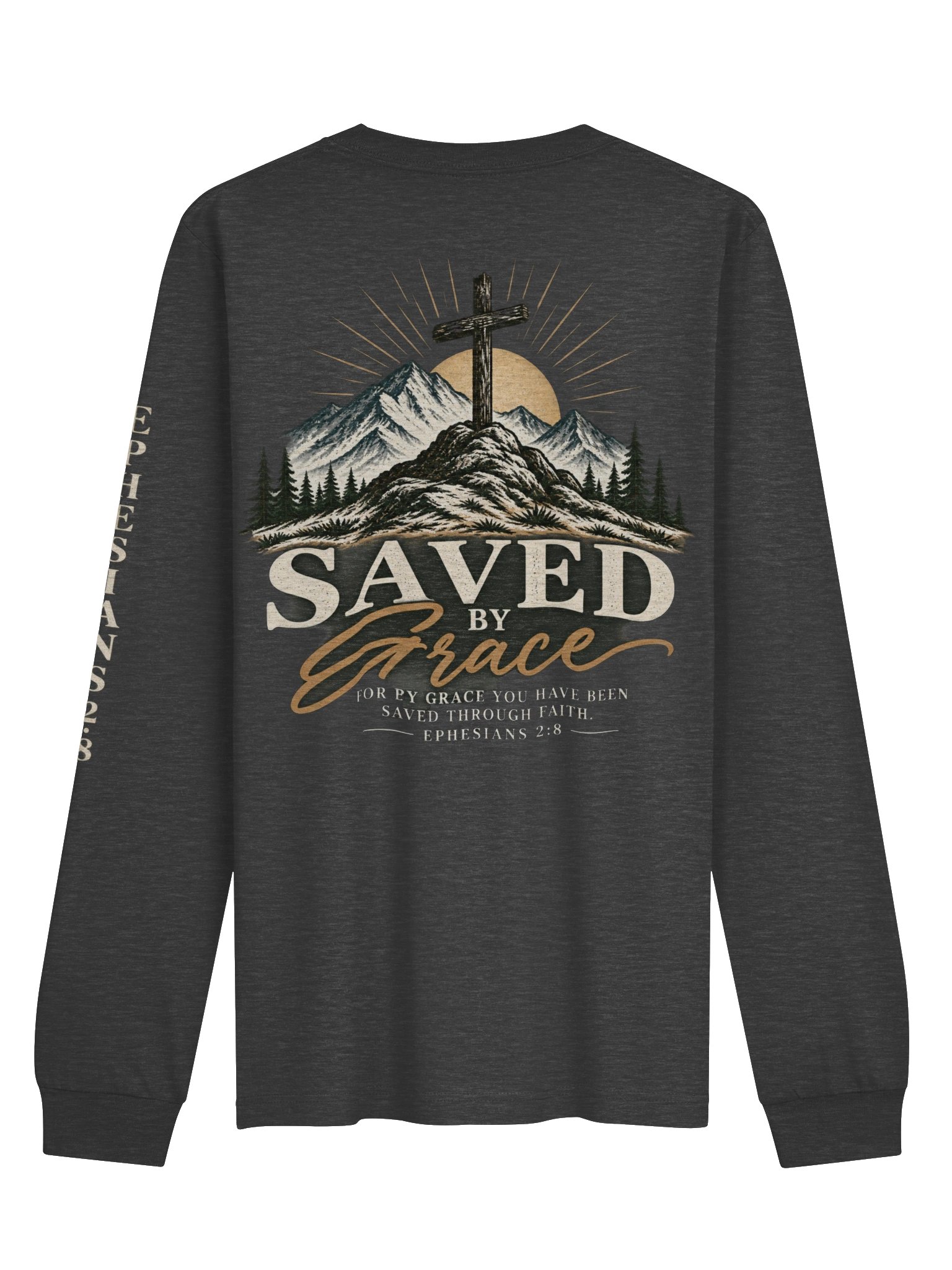 Saved by Grace Christian Long Sleeve Shirt – Ephesians 2:8 Unisex Supersoft Shirt product image (1)